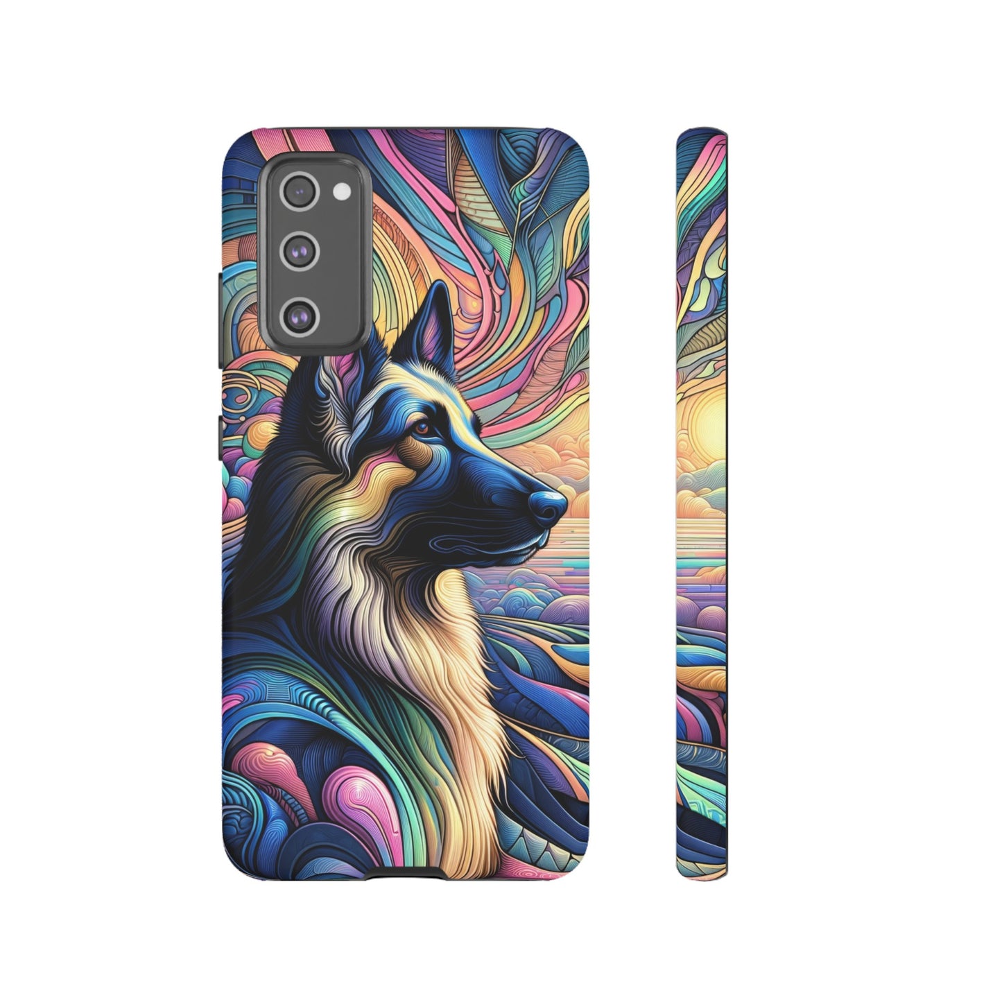 Art nouveau and vaporwave German Shepherd Phone Case