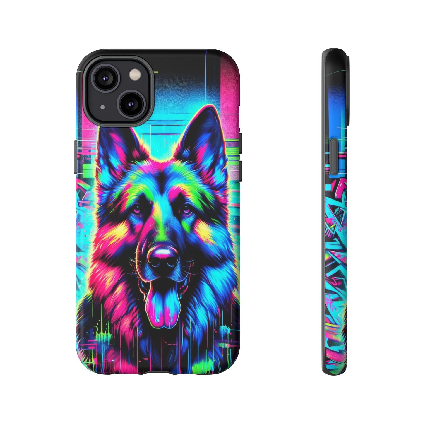 Neon graffiti German Shepherd Phone Case