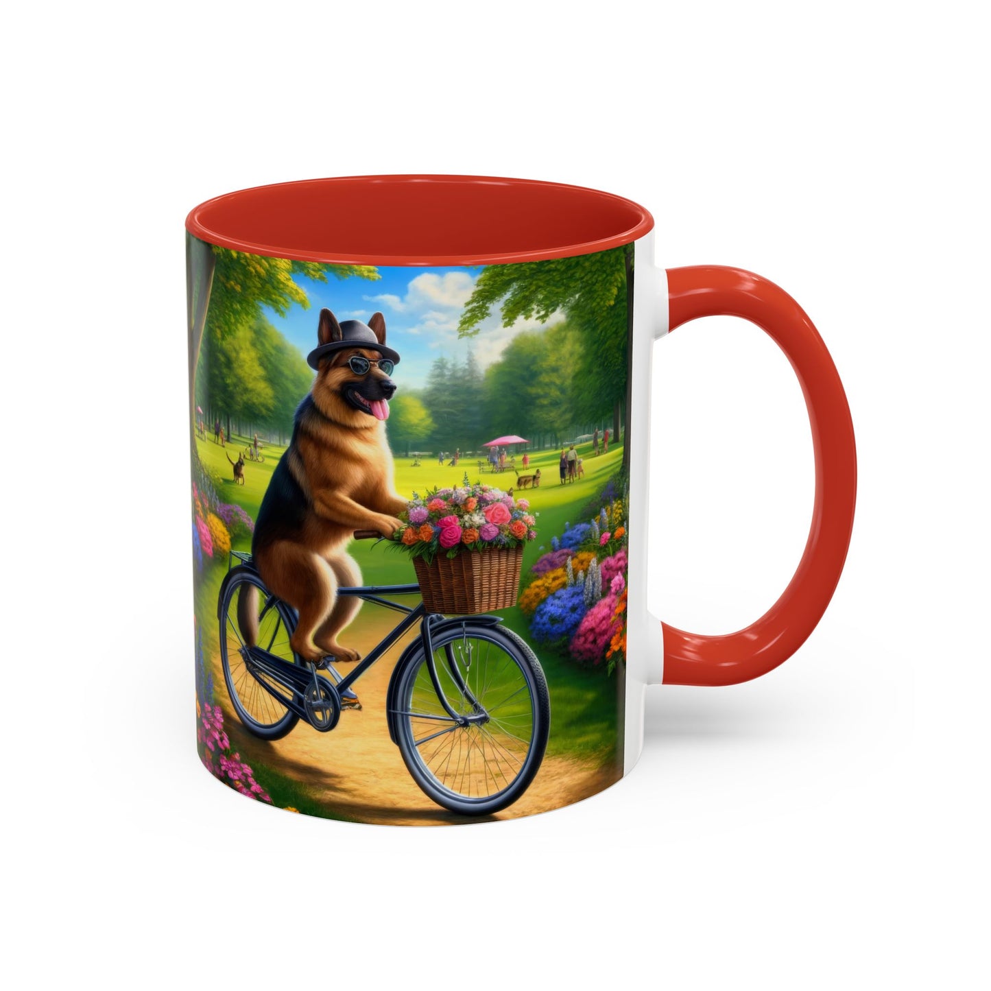 German Shepherd Riding a Bicycle Coffee Mug