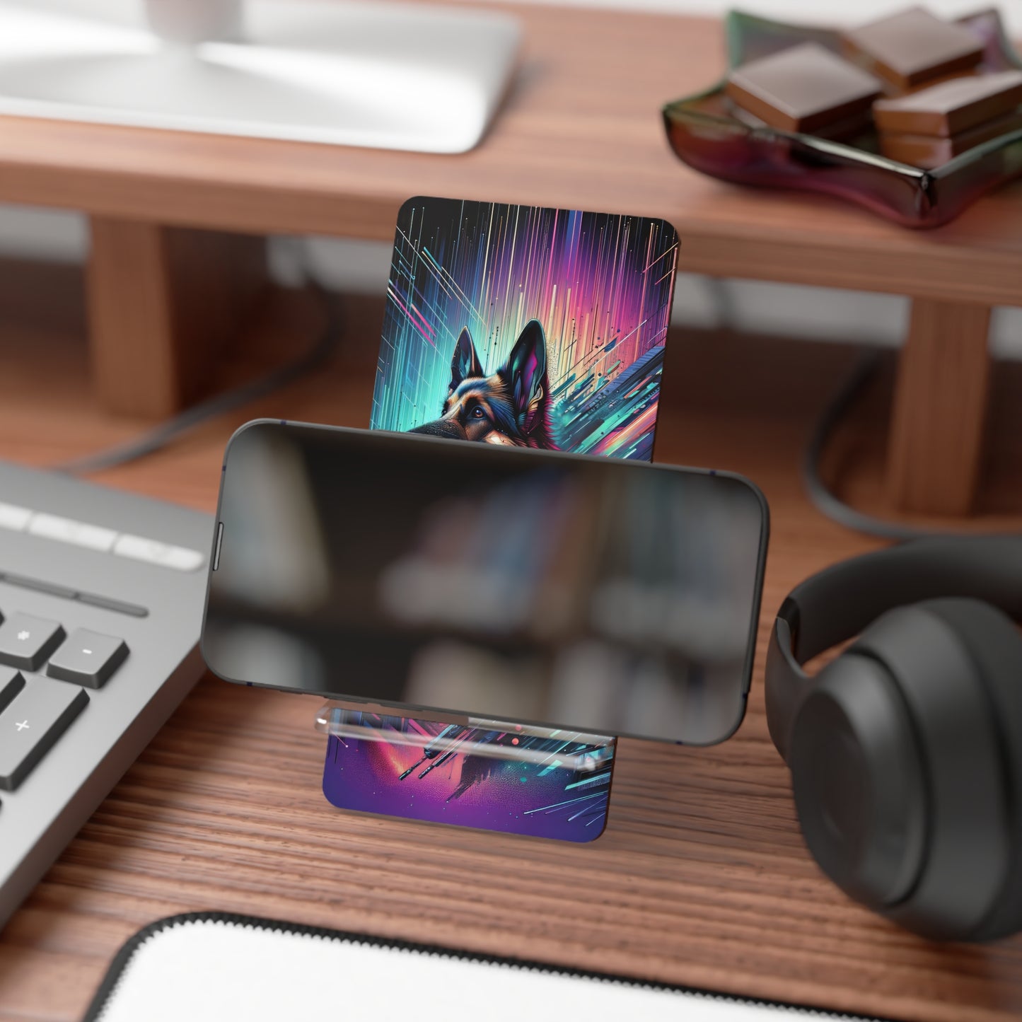 Futurism and gothic German Shepherd Smartphone Stand