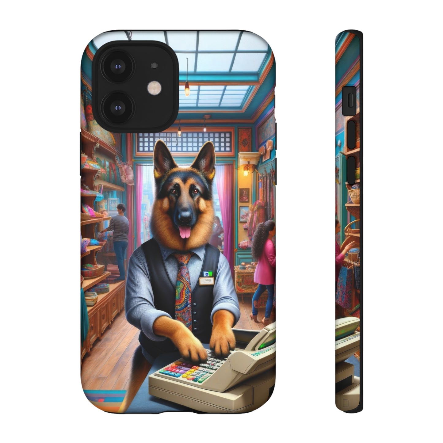 German Shepherd Operating a Cash Register Phone Case