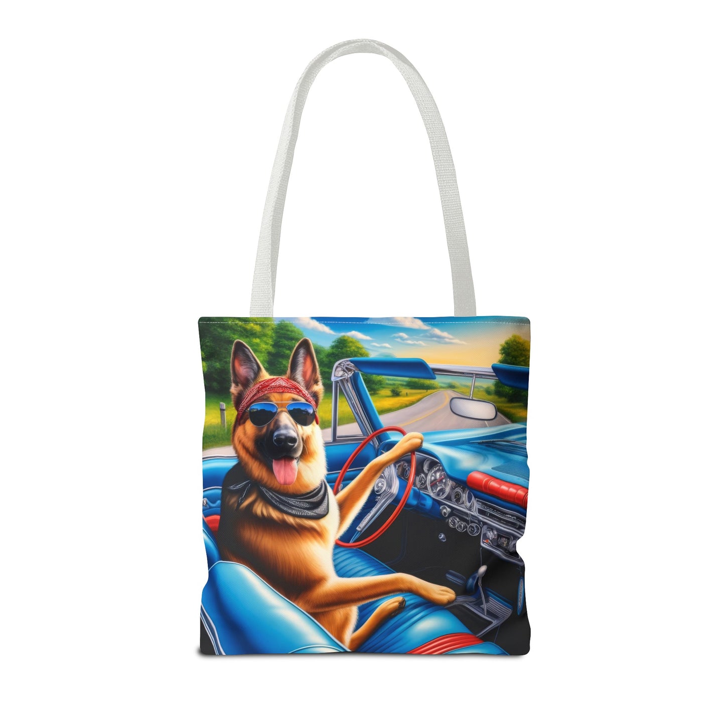 German Shepherd Driving a Car Tote Bag