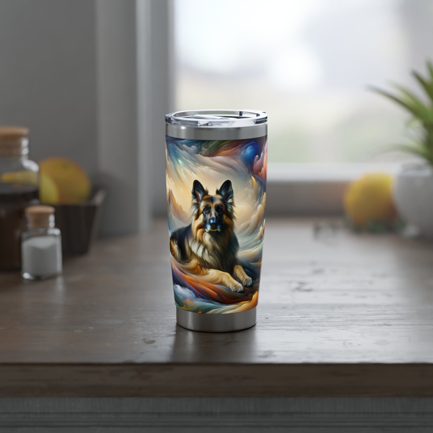 German Shepherd in an impressionist and surreal landscape 20oz Tumbler
