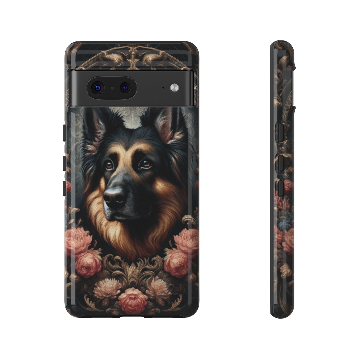 Gothic, high angle German Shepherd Phone Case