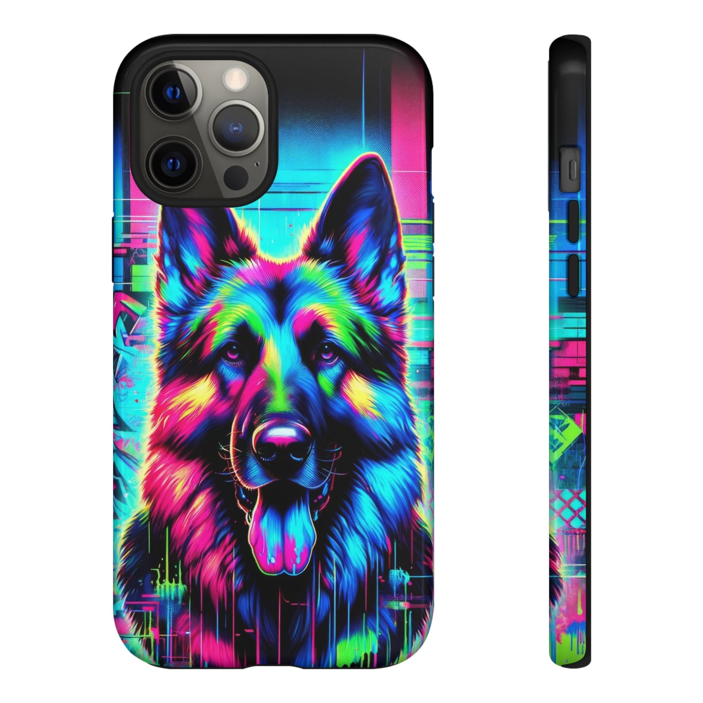 Neon graffiti German Shepherd Phone Case