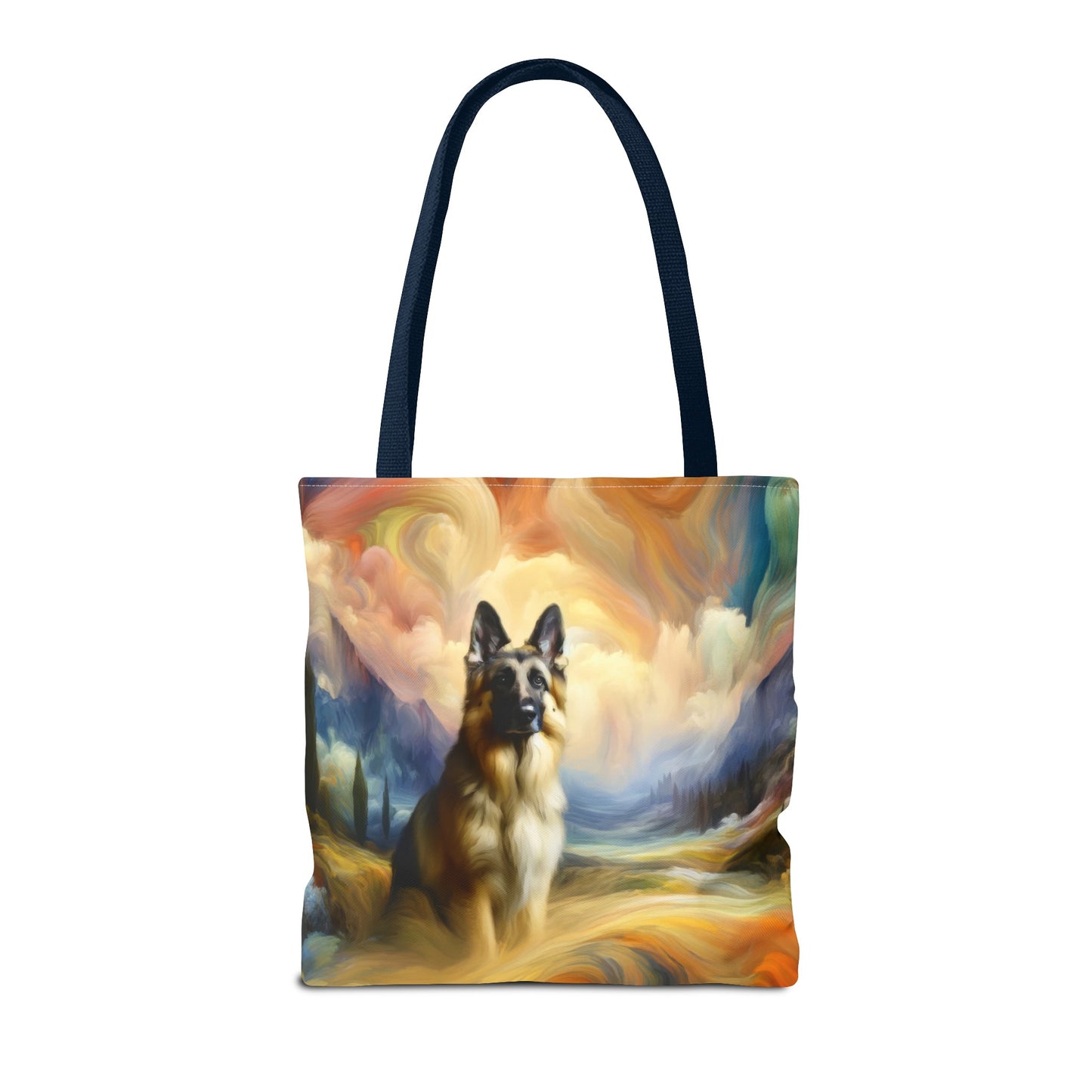 German Shepherd in an impressionist and surreal landscape Tote Bag