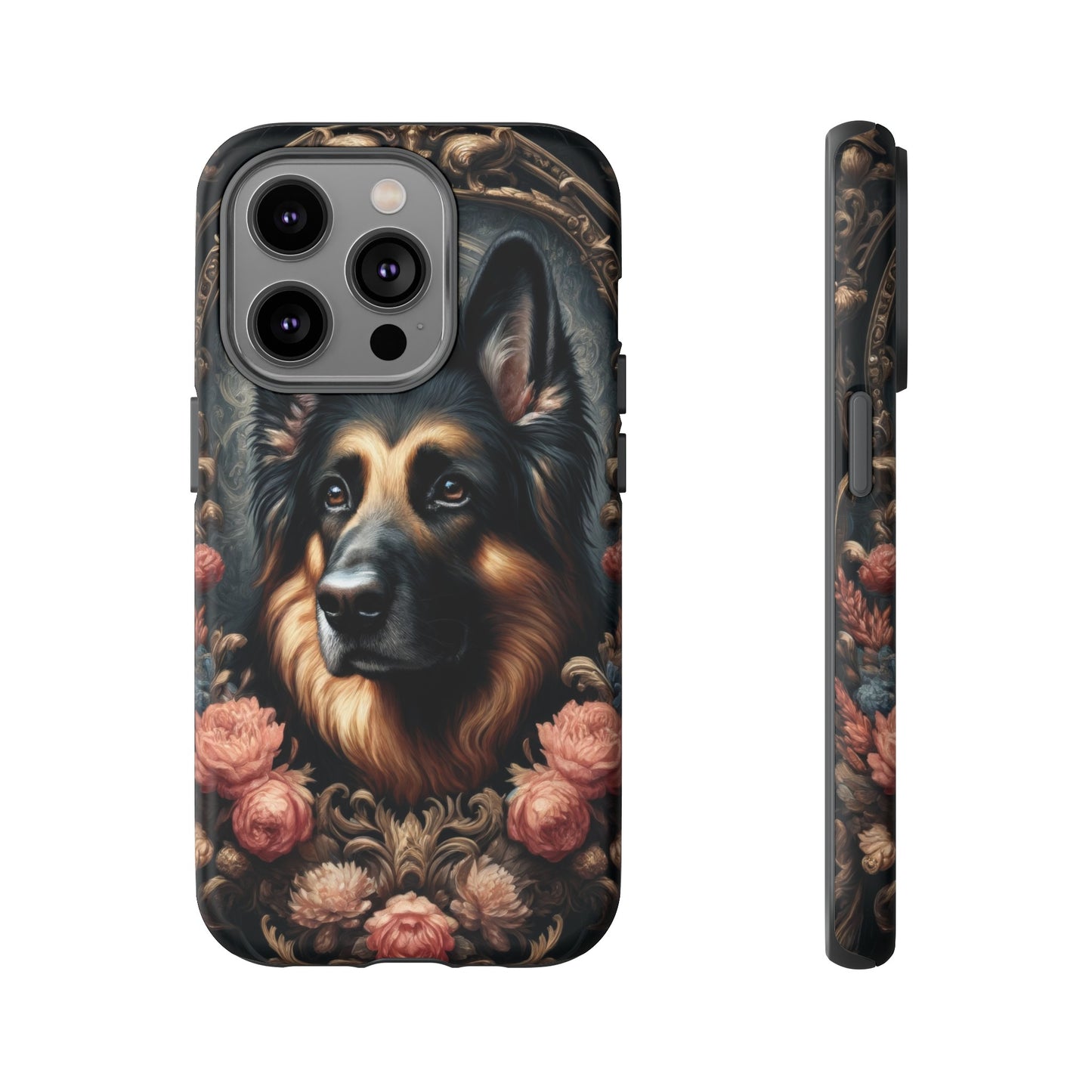 Gothic, high angle German Shepherd Phone Case