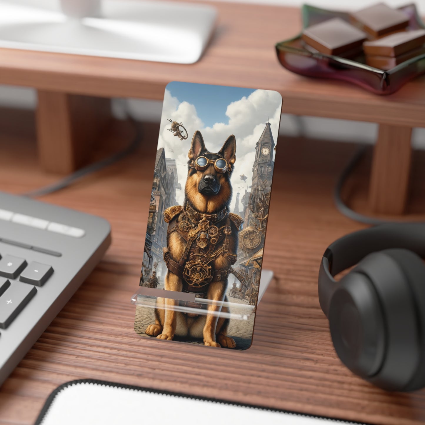 Realism and steampunk German Shepherd Smartphone Stand