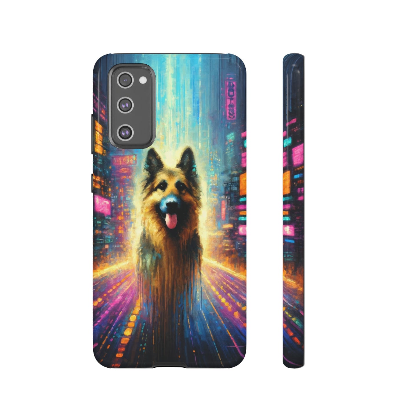 Impressionism meets cyberpunk German Shepherd Phone Case