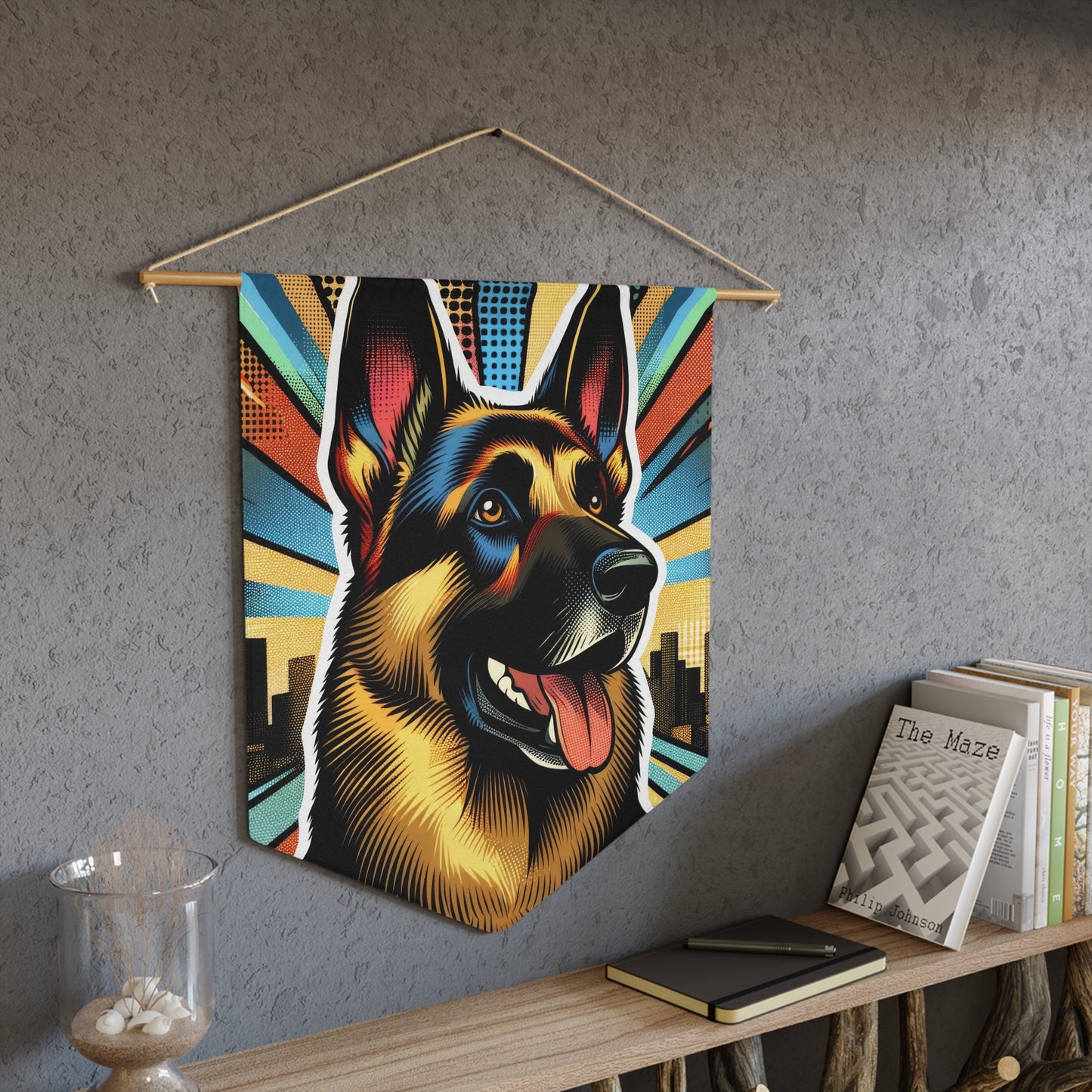 Comic style German Shepherd Pennant