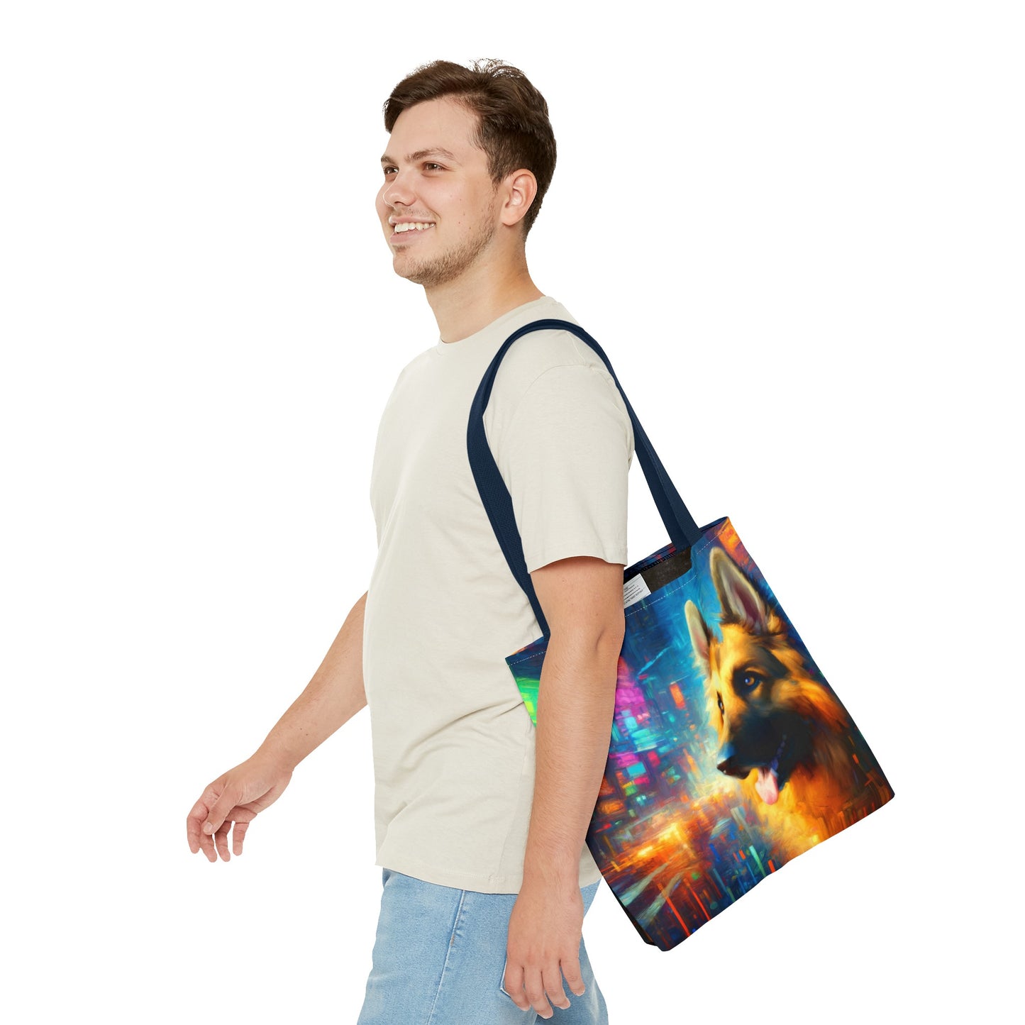 Impressionism meets cyberpunk German Shepherd Tote Bag