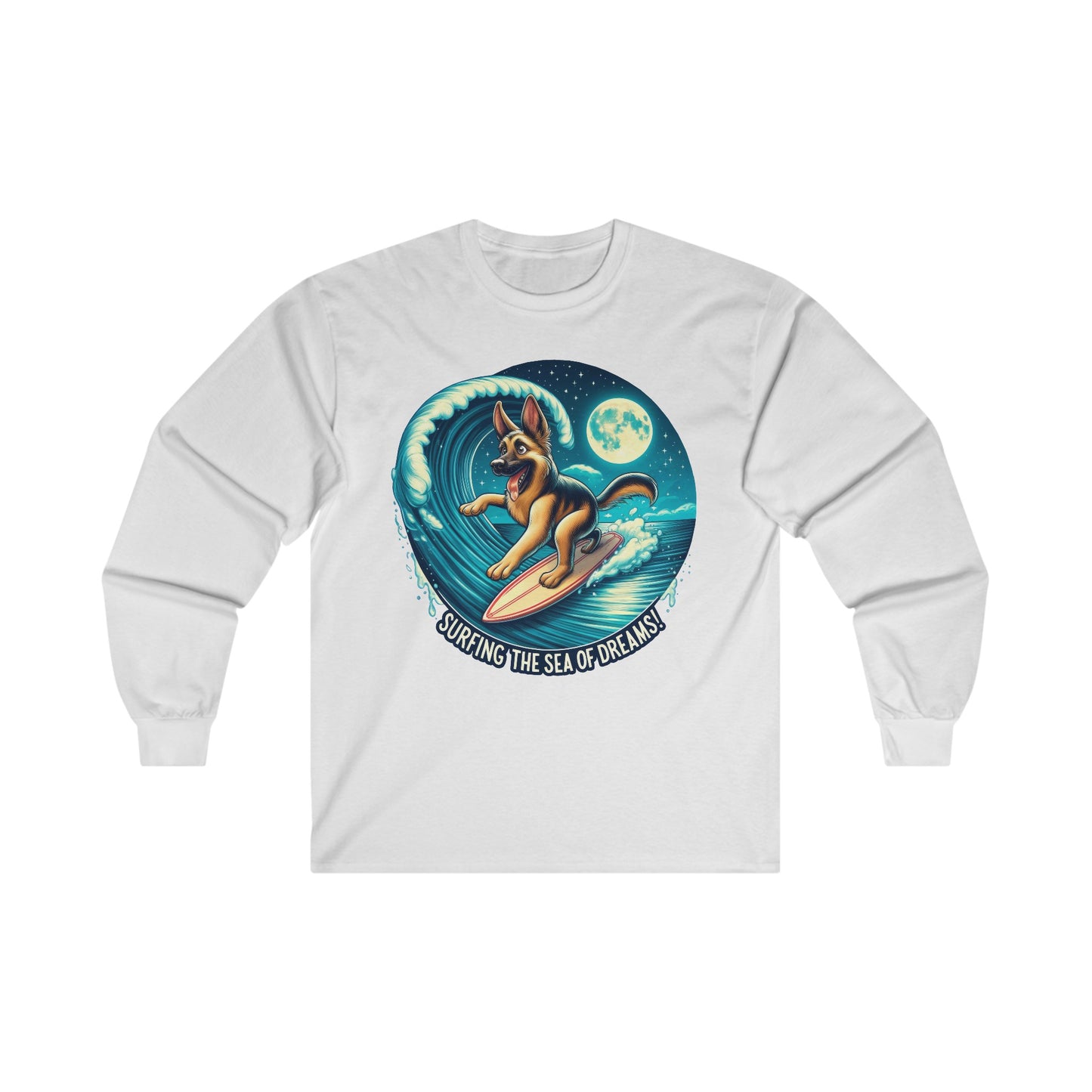 Surfing the Sea of Dreams Long Sleeve Shirt (20 colors) (German Shepherd)