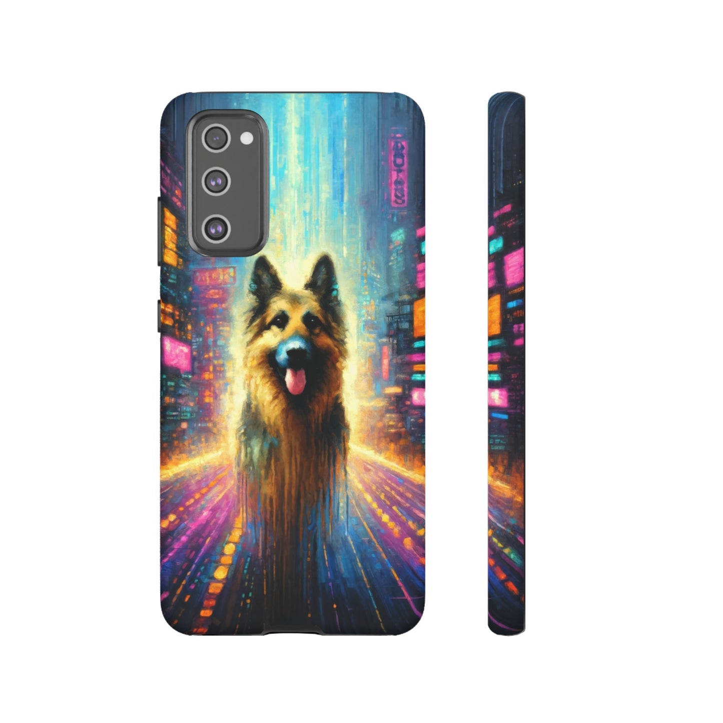 Impressionism meets cyberpunk German Shepherd Phone Case