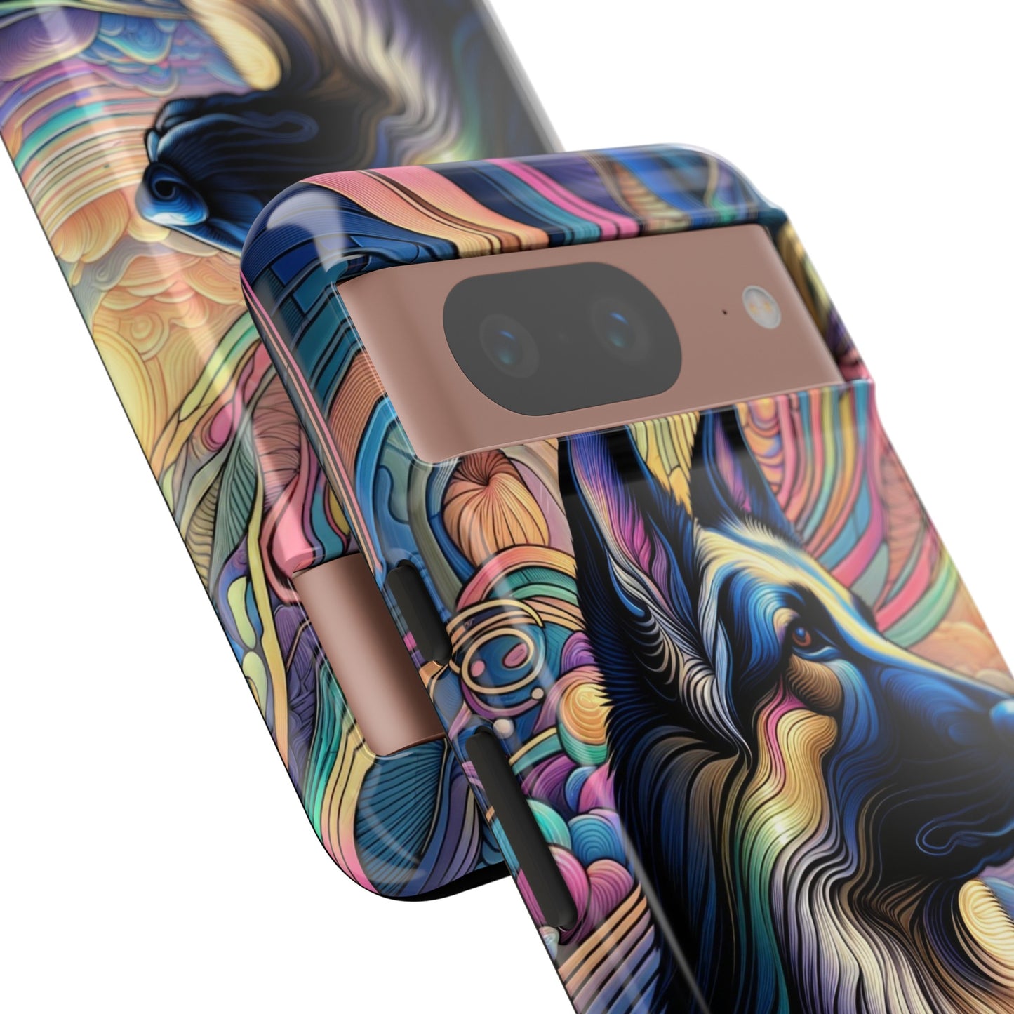 Art nouveau and vaporwave German Shepherd Phone Case