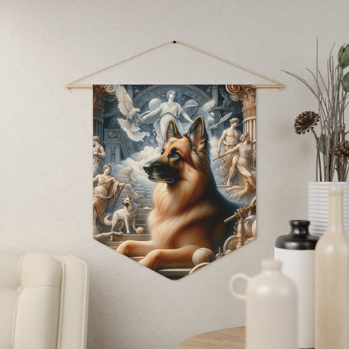 Neo-classicism and dreamy fantasy German Shepherd Pennant