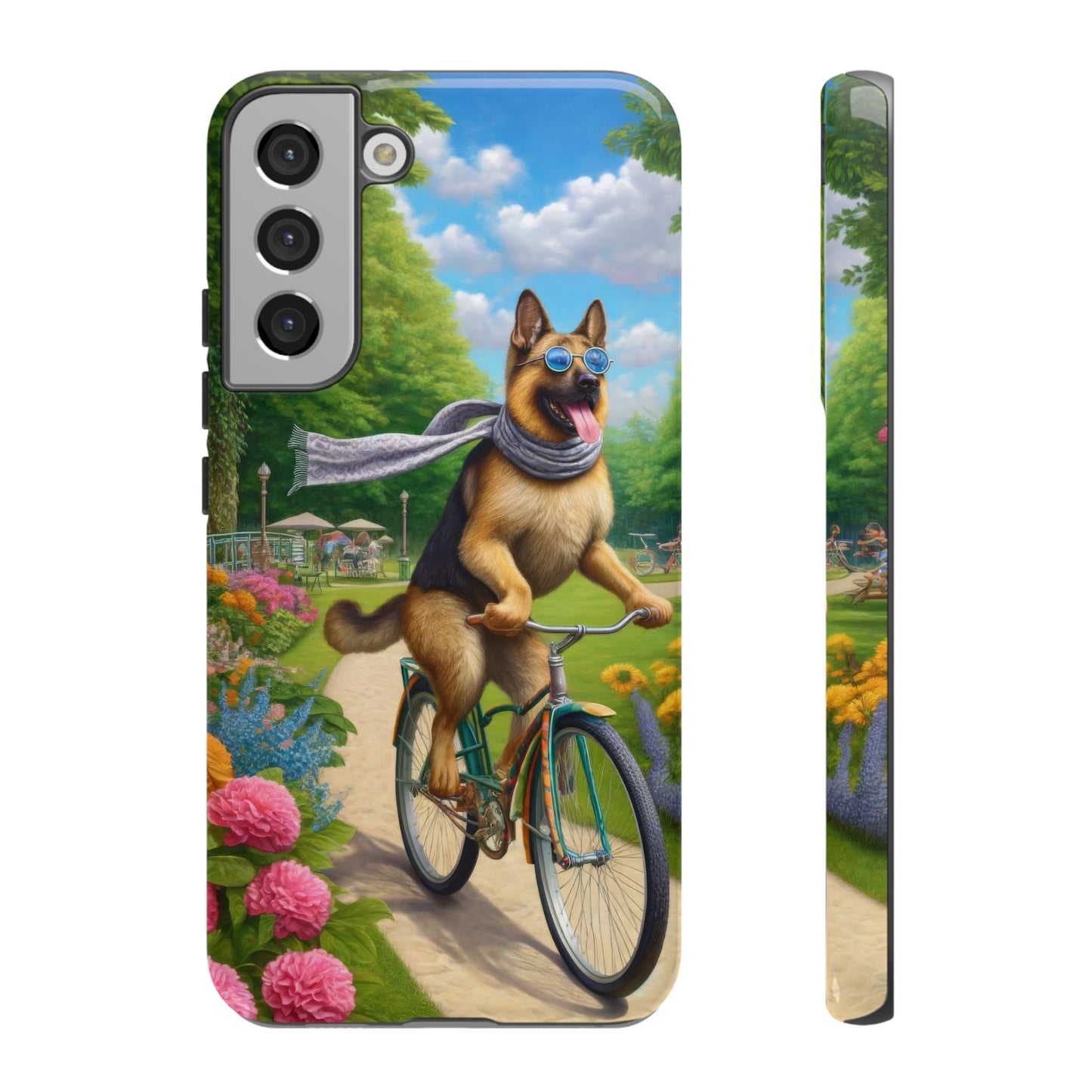 German Shepherd Riding a Bicycle Phone Case