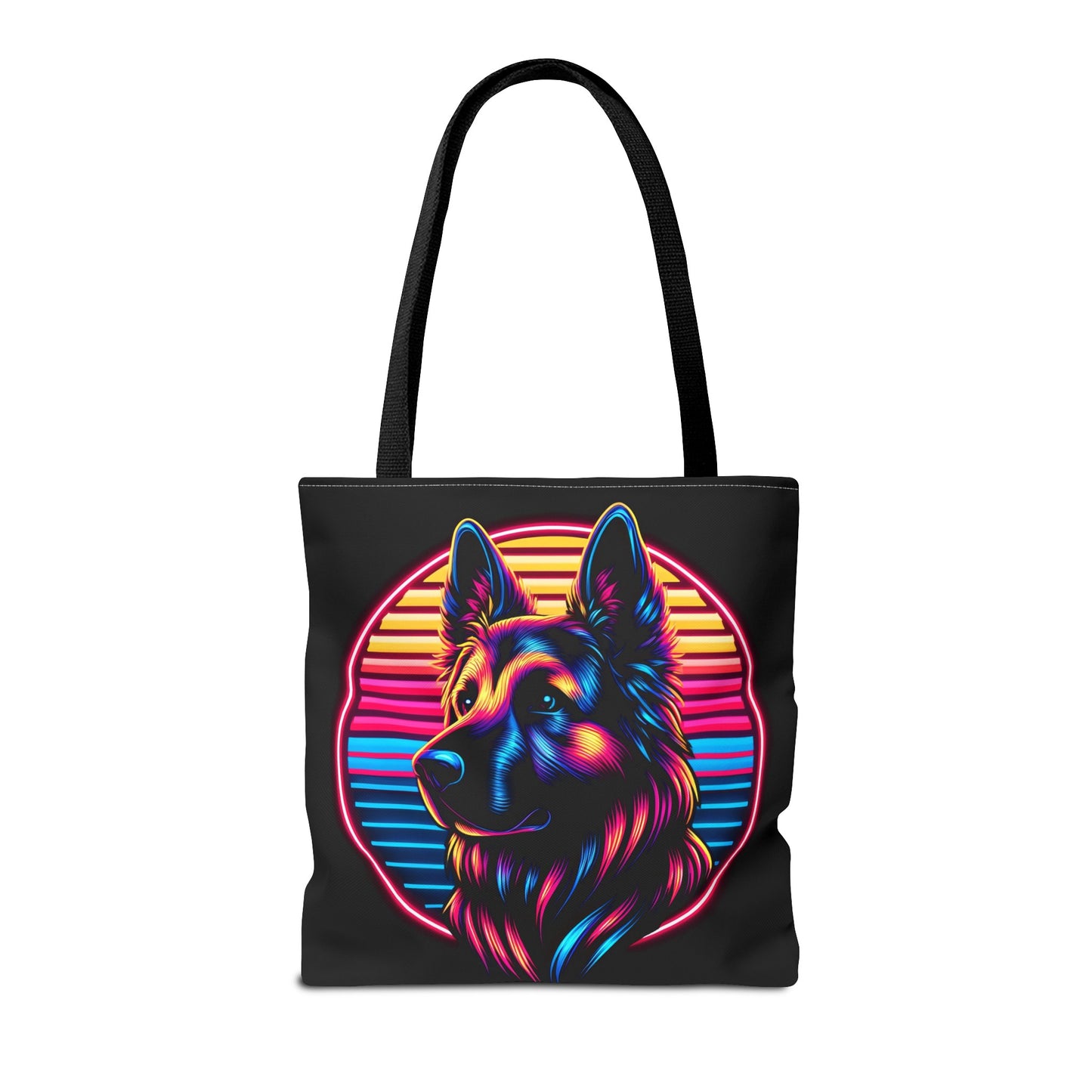 Retro wave and concept art German Shepherd Tote Bag