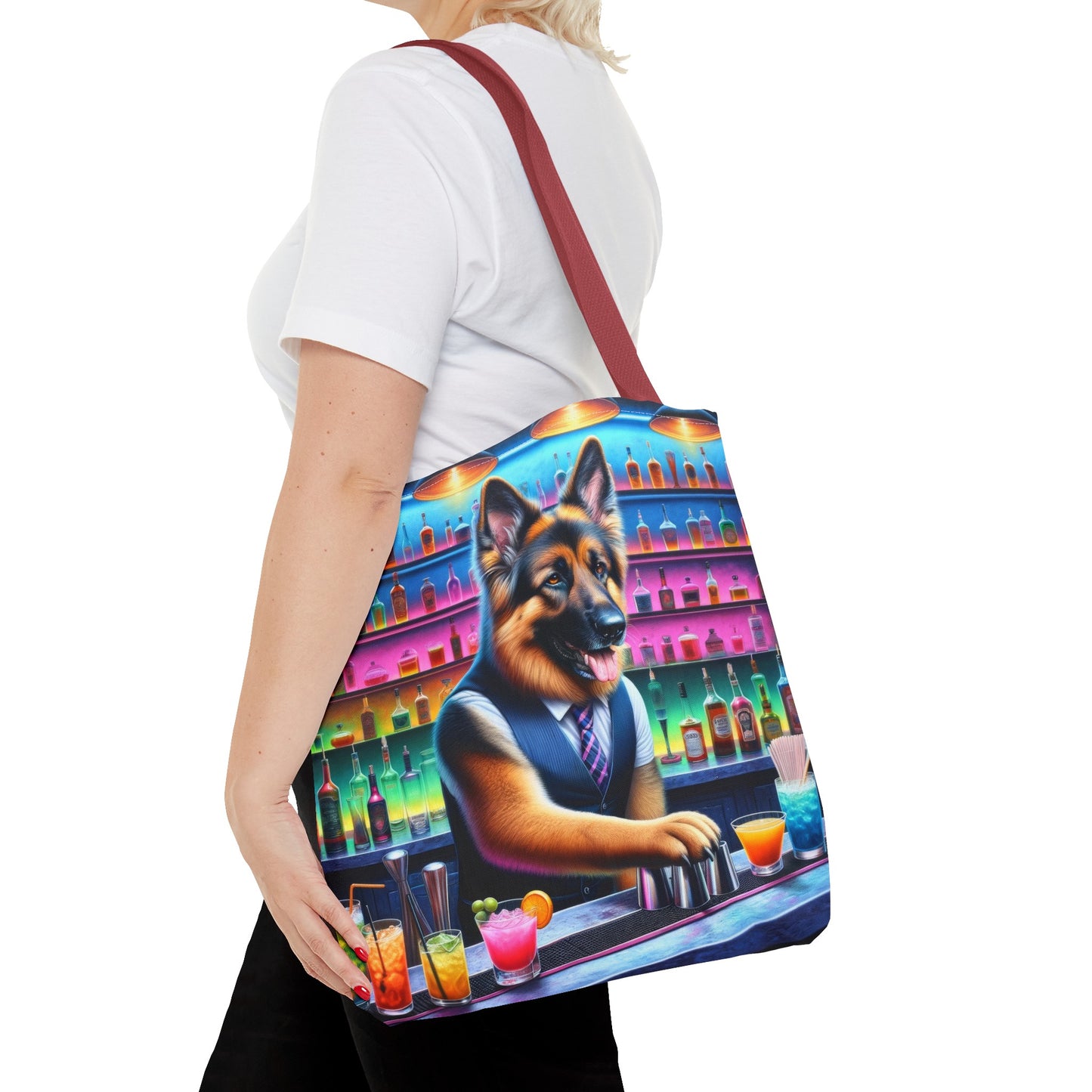 German Shepherd Tending a Bar Tote Bag