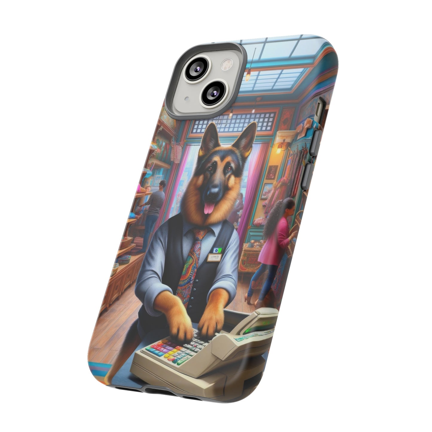 German Shepherd Operating a Cash Register Phone Case
