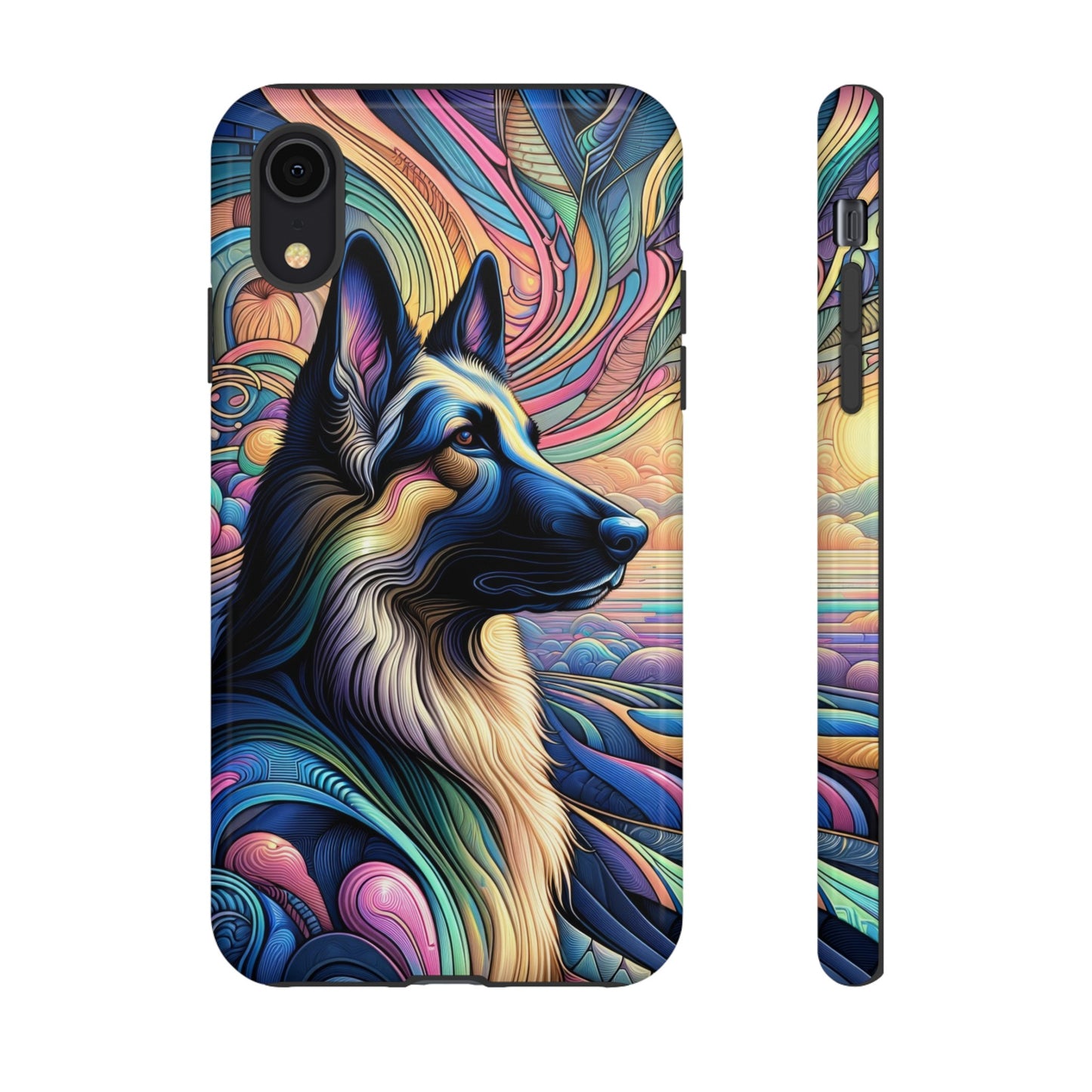 Art nouveau and vaporwave German Shepherd Phone Case