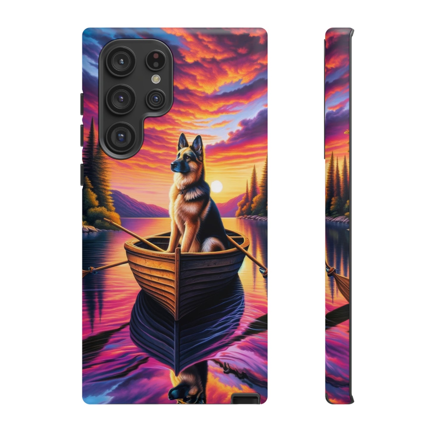 German Shepherd Rowing a boat Phone Case