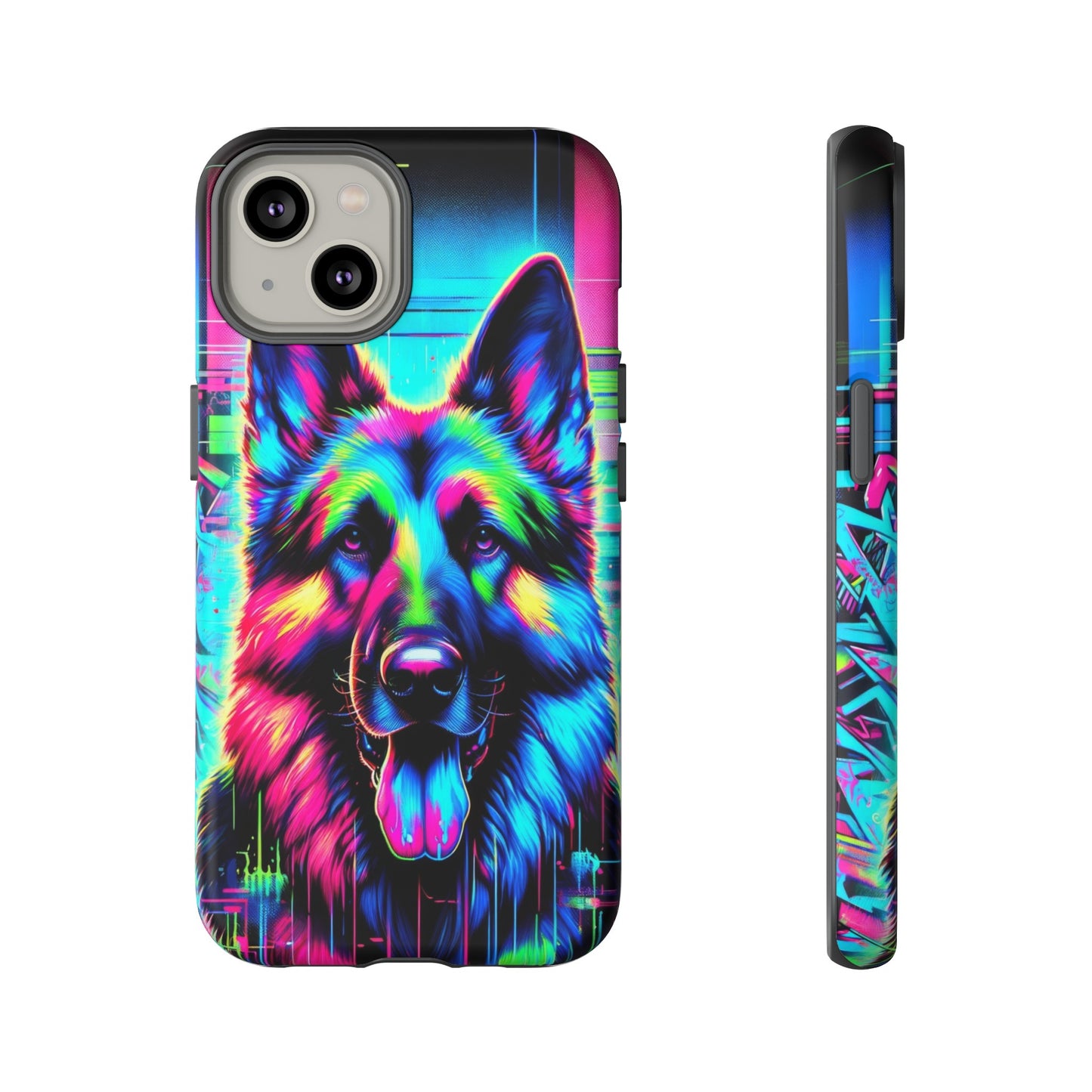 Neon graffiti German Shepherd Phone Case