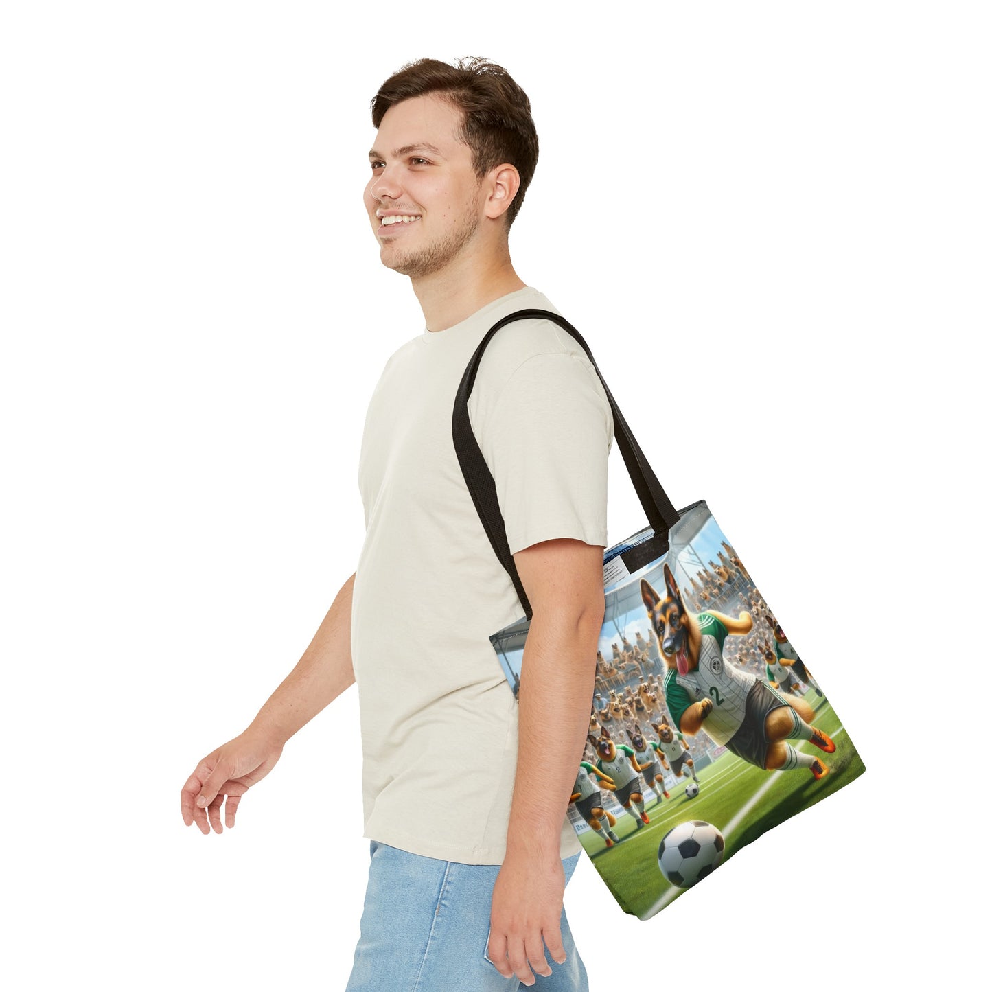 German Shepherd Playing Soccer Tote Bag