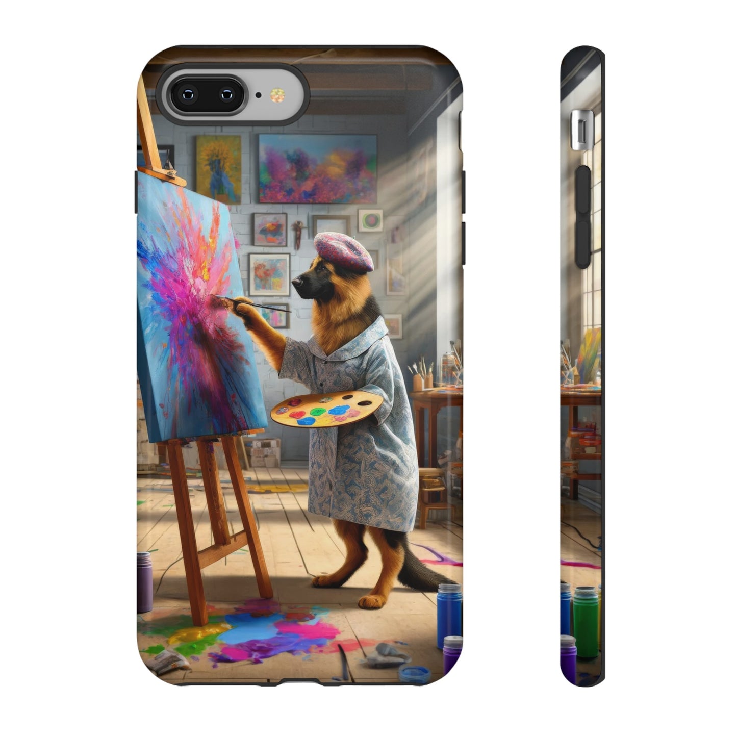 German Shepherd Painting on a Canvas Phone Case