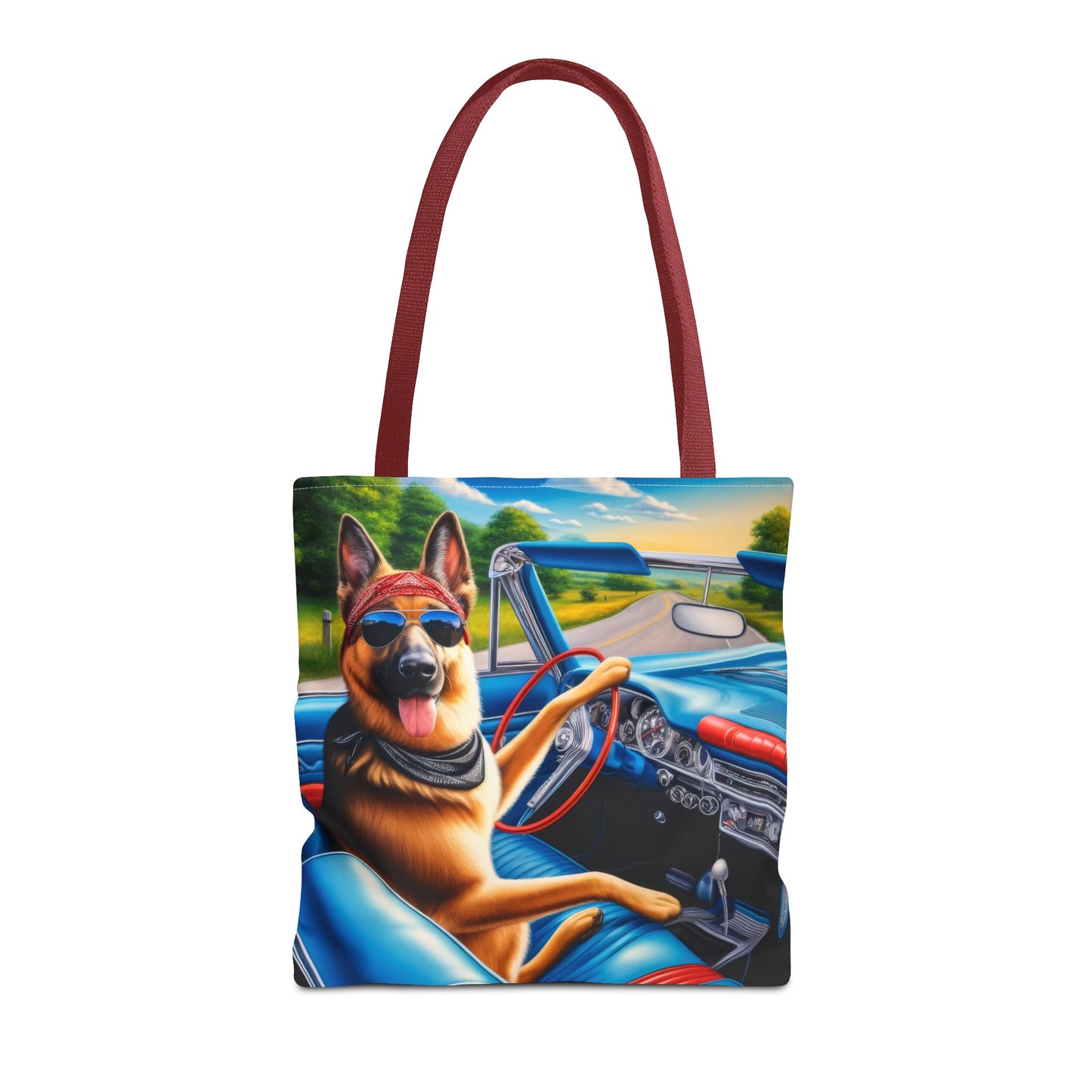 German Shepherd Driving a Car Tote Bag