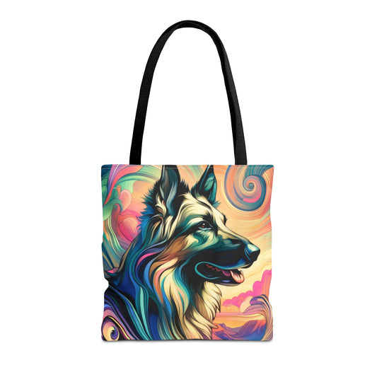 Art nouveau and vaporwave German Shepherd Tote Bag