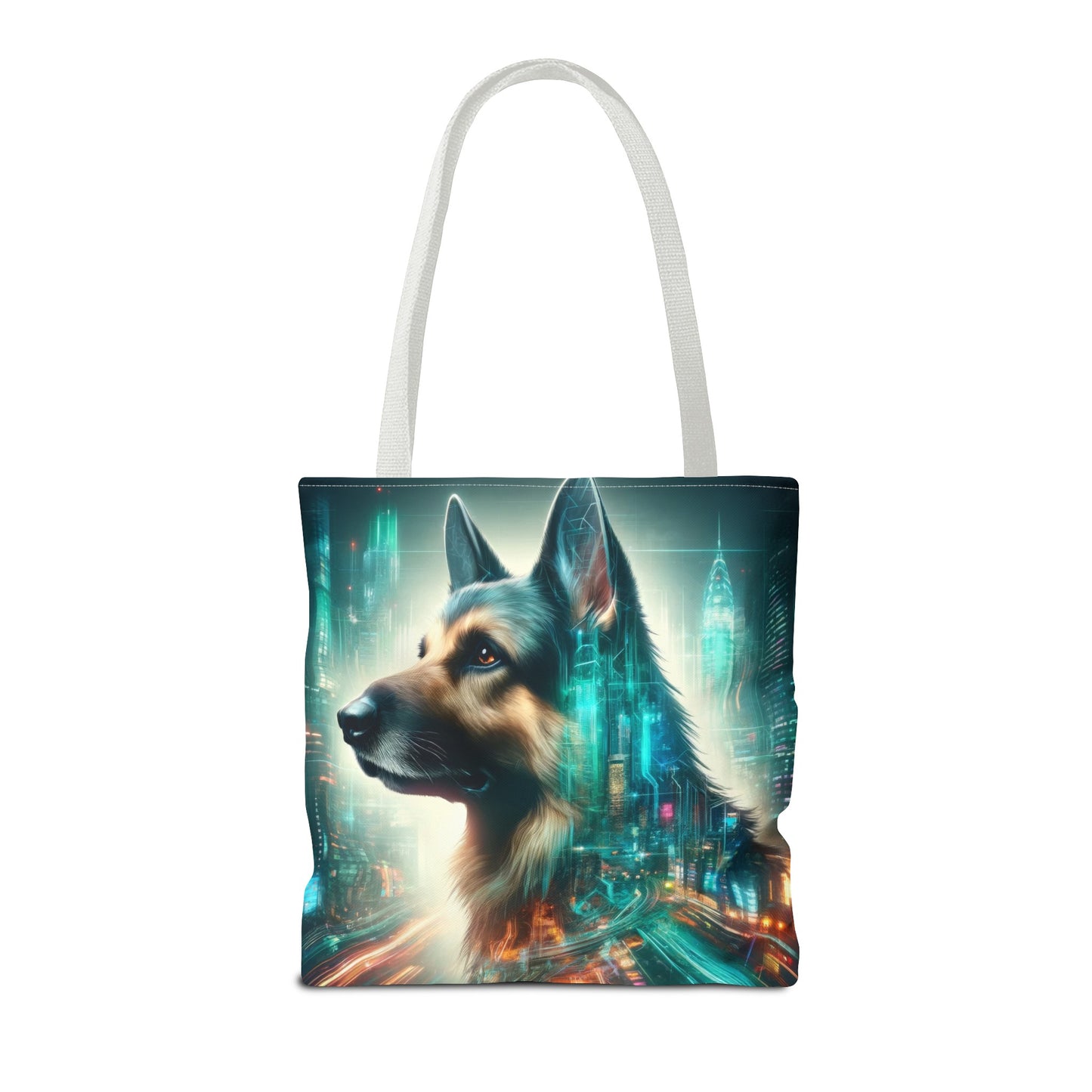 Cyberpunk German Shepherd Tote Bag