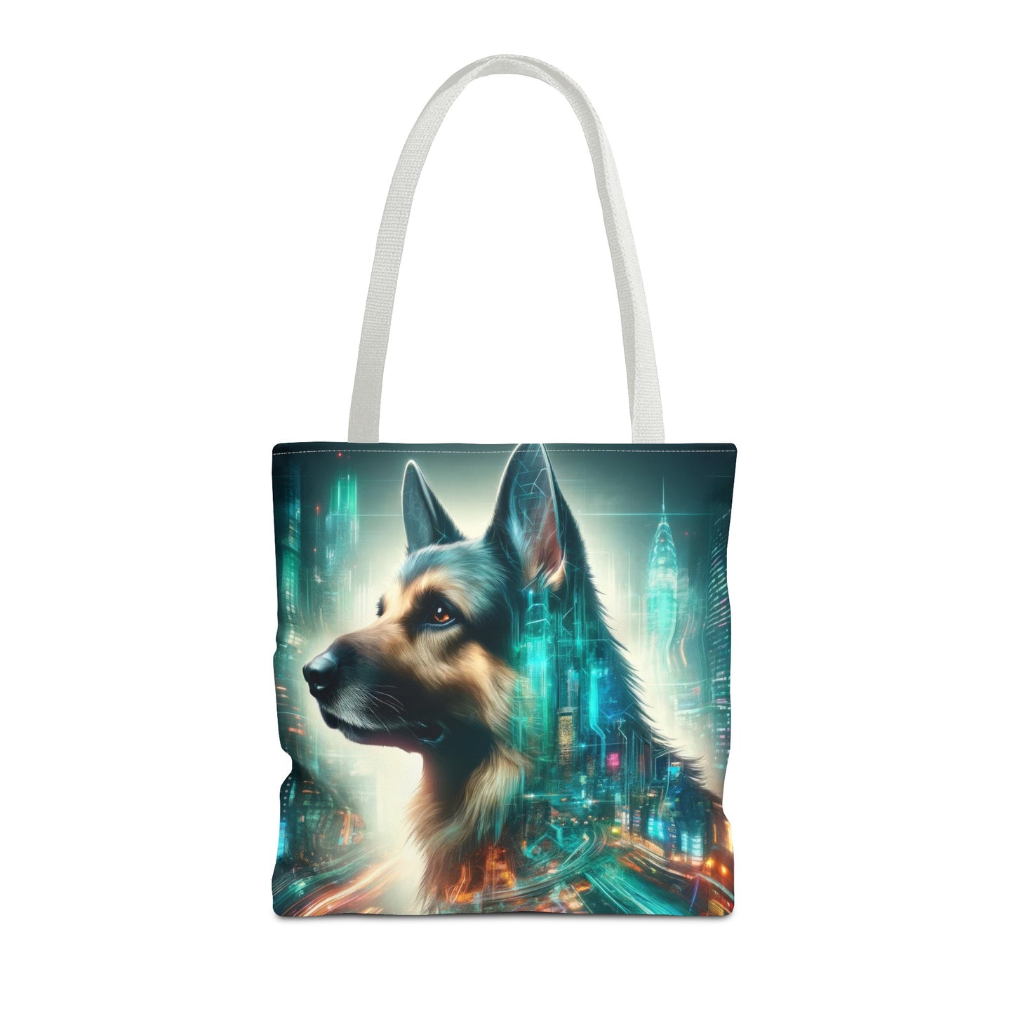 Cyberpunk German Shepherd Tote Bag