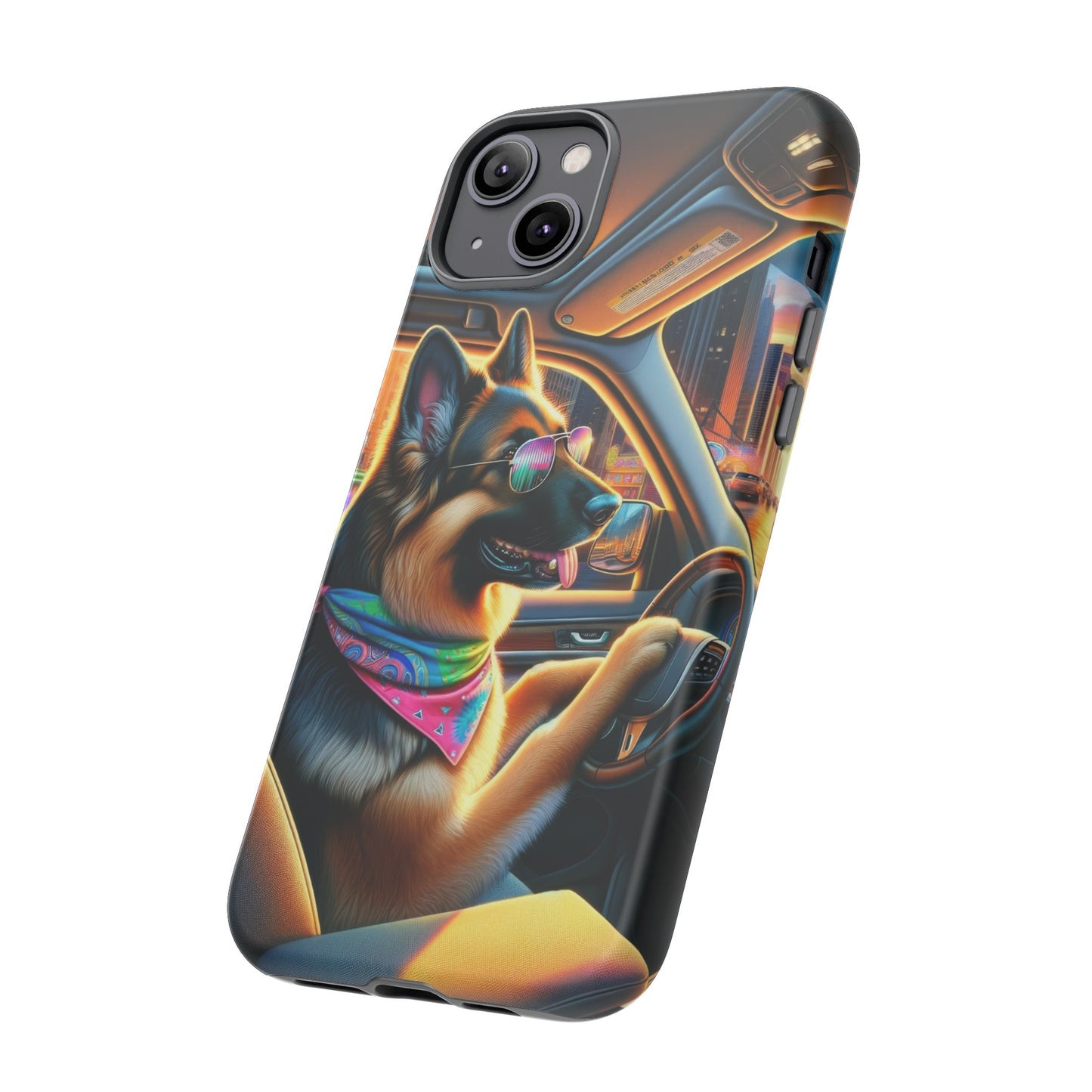 German Shepherd Driving a Car Phone Case