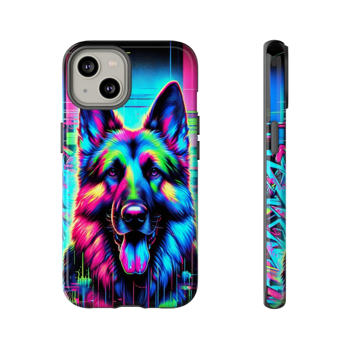 Neon graffiti German Shepherd Phone Case