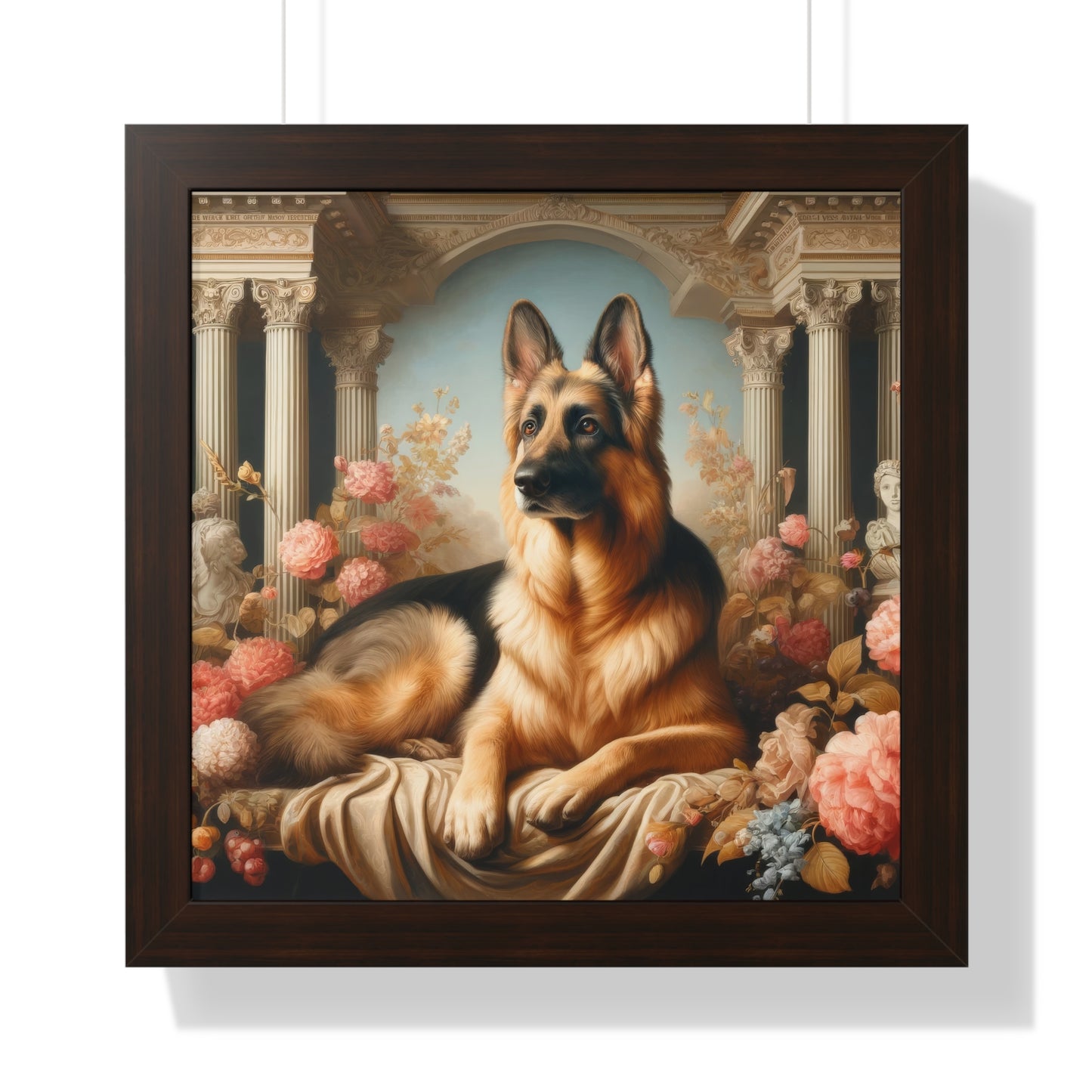 Neo-classical German Shepherd Framed Poster Painting 16x16