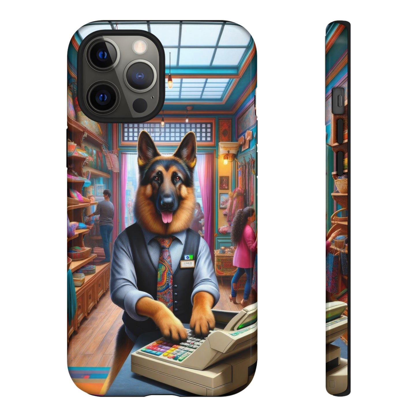 German Shepherd Operating a Cash Register Phone Case