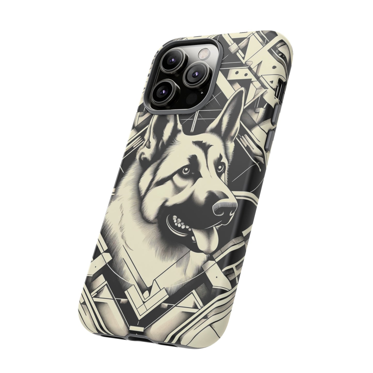 Constructivism and etching style German Shepherd Phone Case