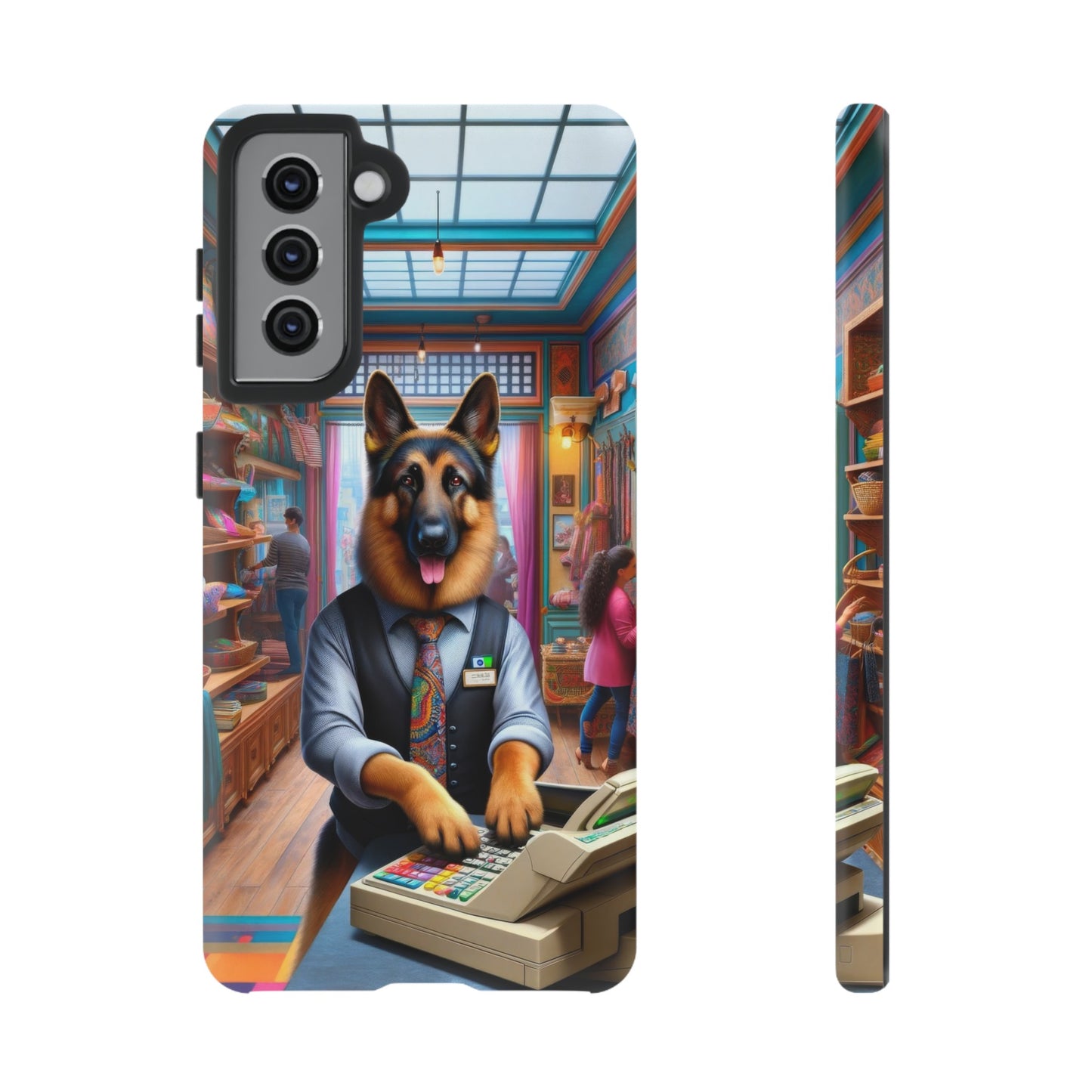 German Shepherd Operating a Cash Register Phone Case