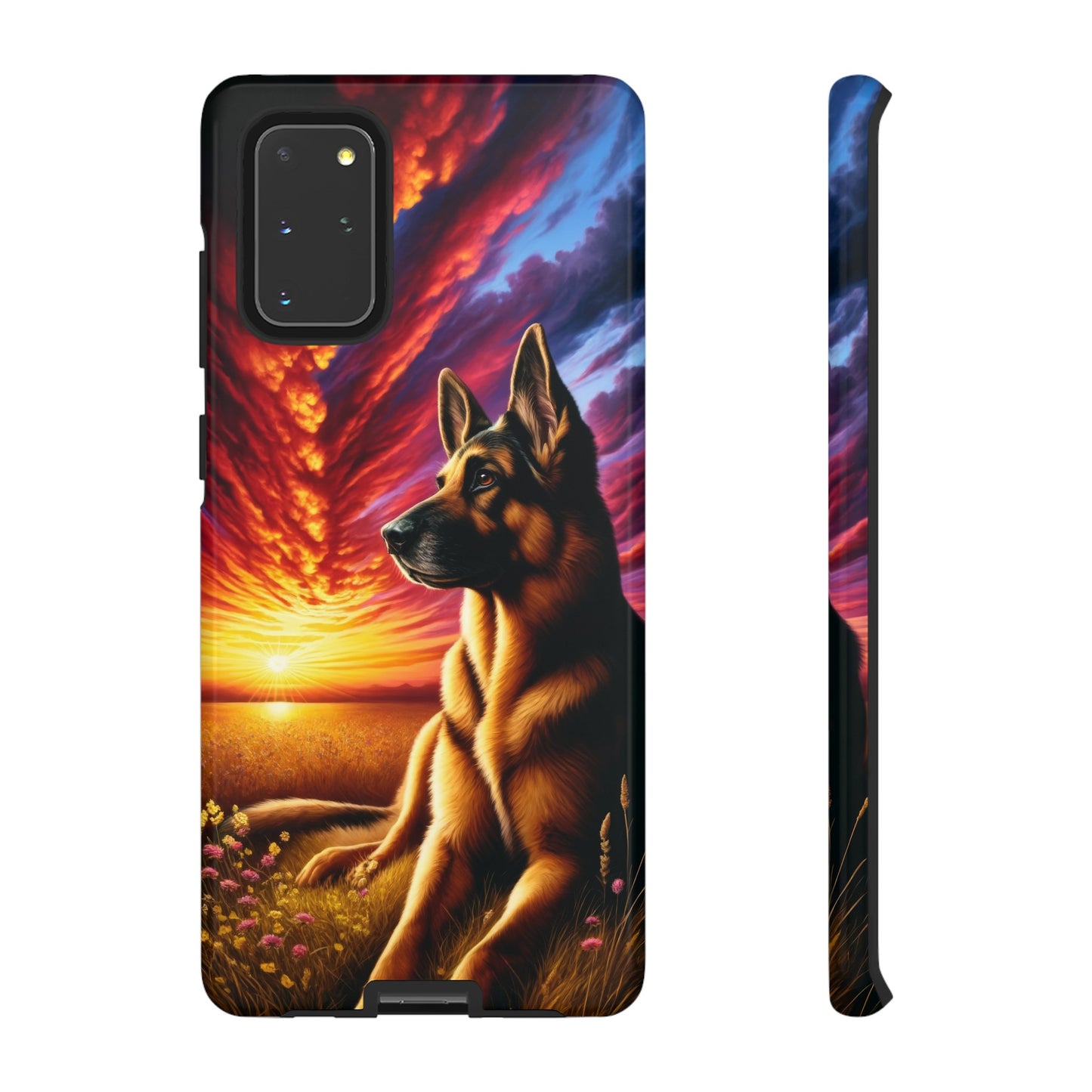 German Shepherd Watching a Sunset Phone Case