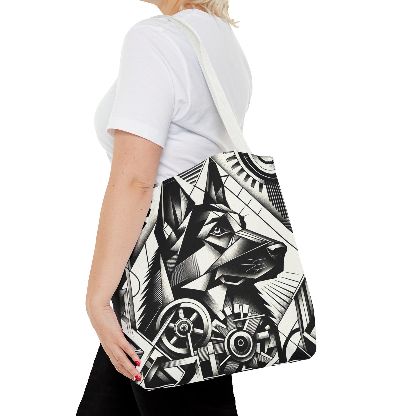 Constructivism and etching style German Shepherd Tote Bag