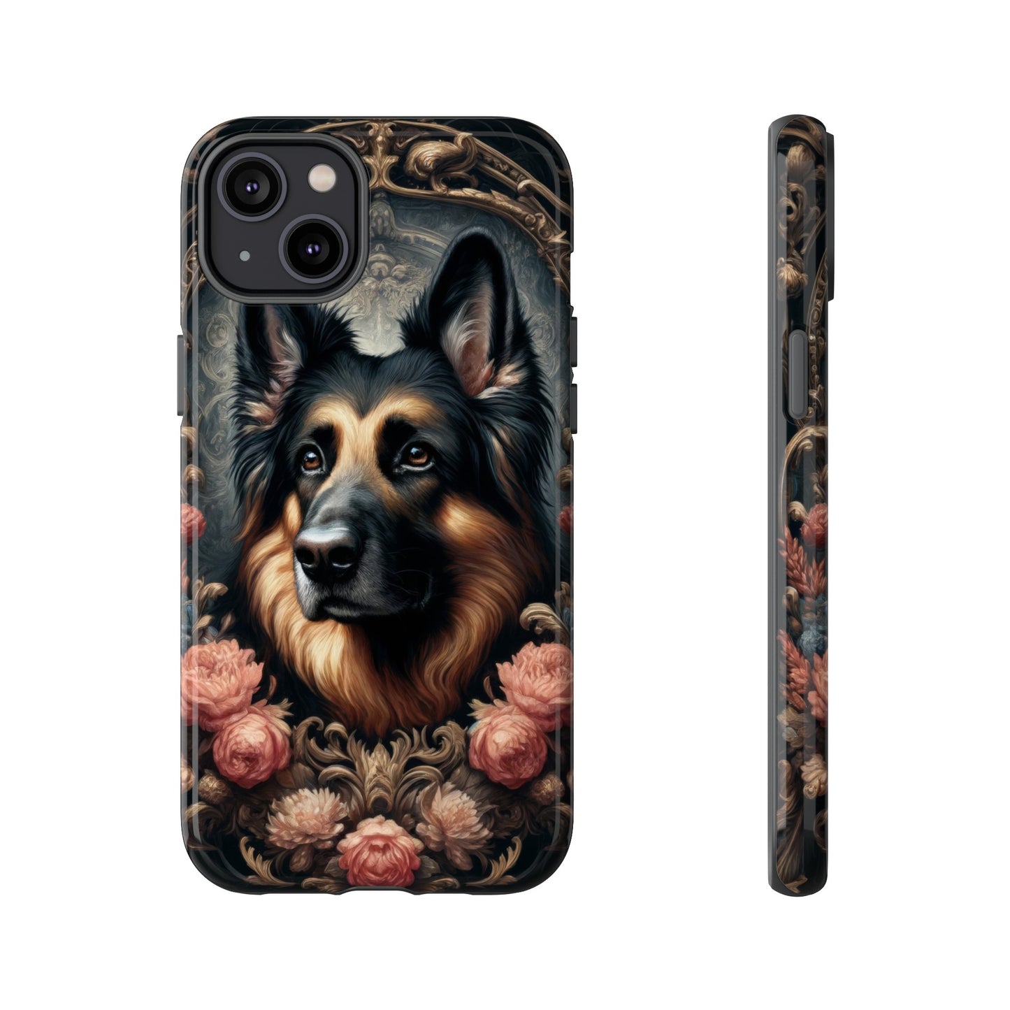 Gothic, high angle German Shepherd Phone Case