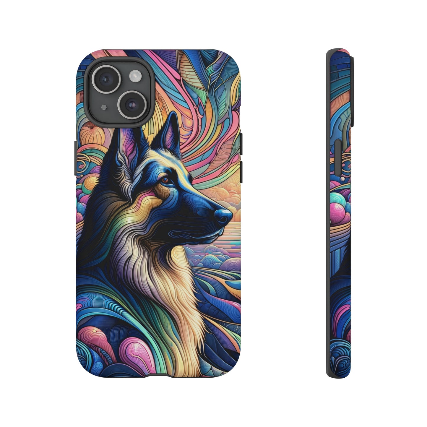 Art nouveau and vaporwave German Shepherd Phone Case