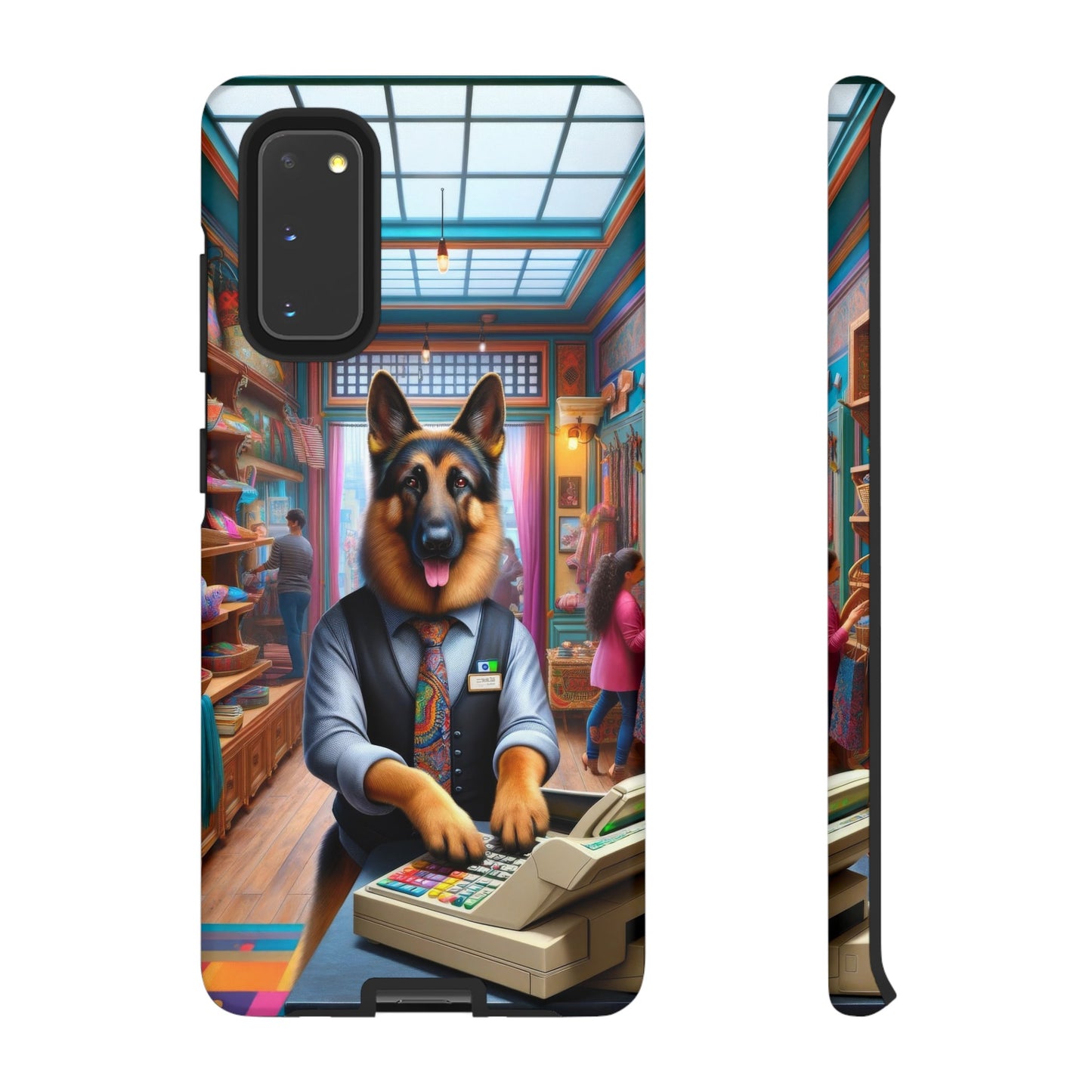 German Shepherd Operating a Cash Register Phone Case