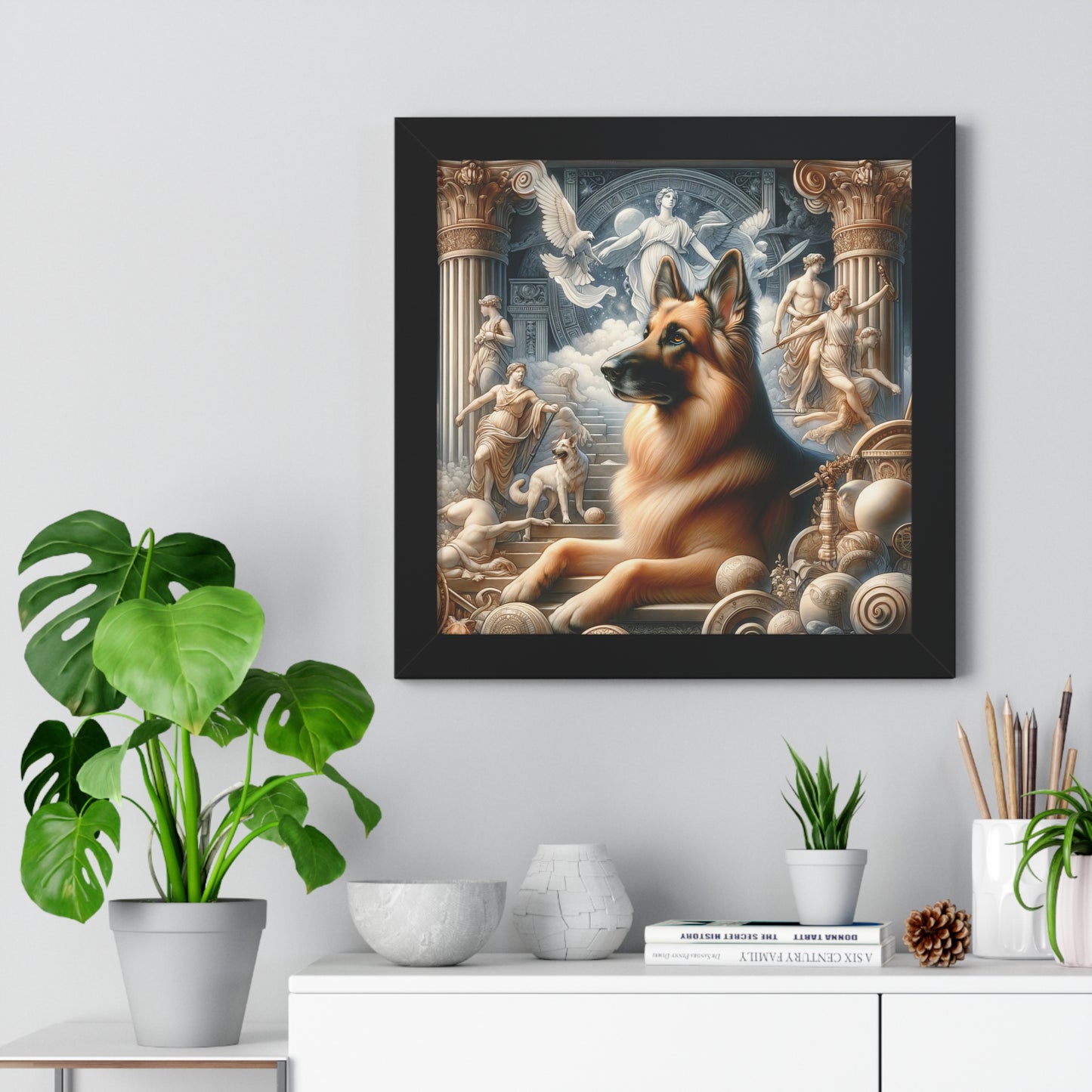 Neo-classicism and dreamy fantasy German Shepherd Framed Poster Painting 16x16