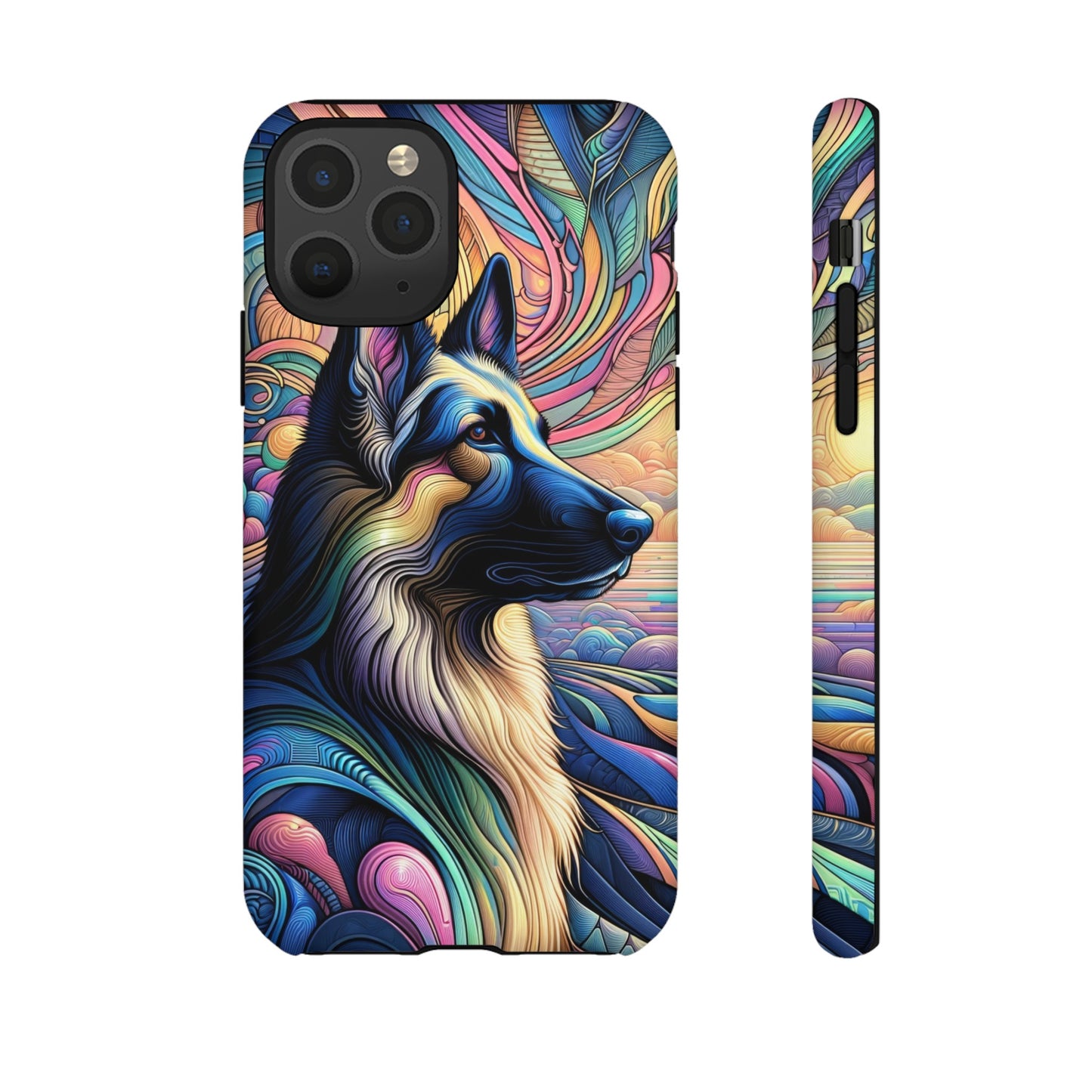 Art nouveau and vaporwave German Shepherd Phone Case