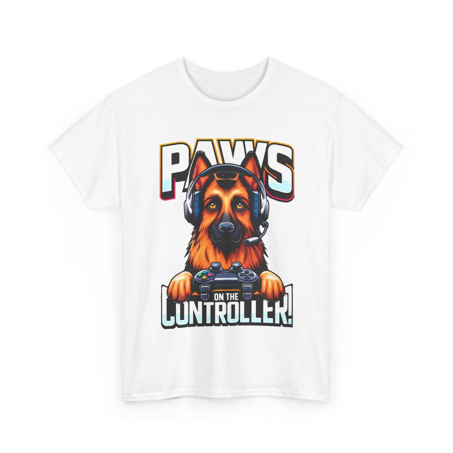 Paws on the Controller T-Shirt (13 colors) (German Shepherd)