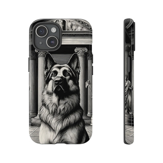 Etching and greco-roman German Shepherd Phone Case