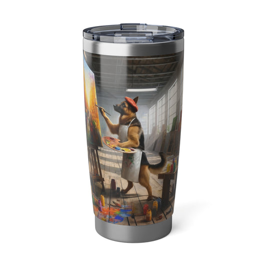 German Shepherd Painting on a Canvas 20oz Tumbler