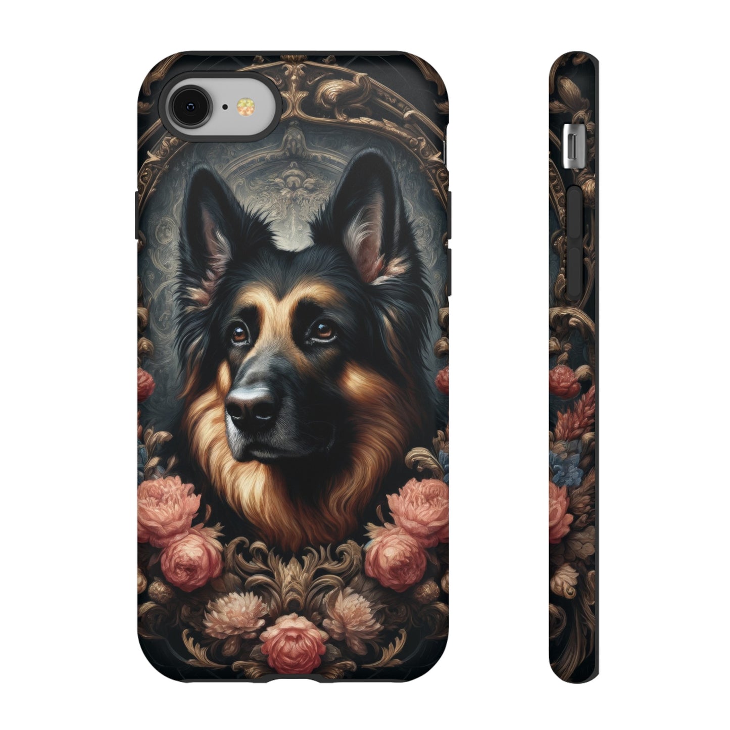 Gothic, high angle German Shepherd Phone Case