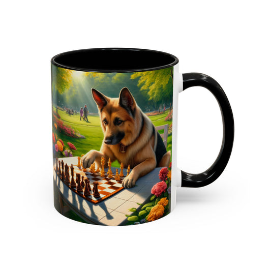 German Shepherd Playing Chess Coffee Mug